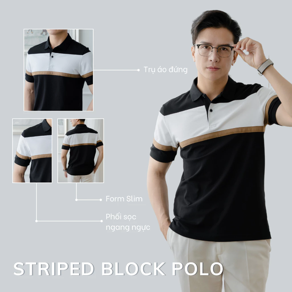 Áo Thun Polo STRIPED BLOCK LEEVUS Phối Màu CVC APL312