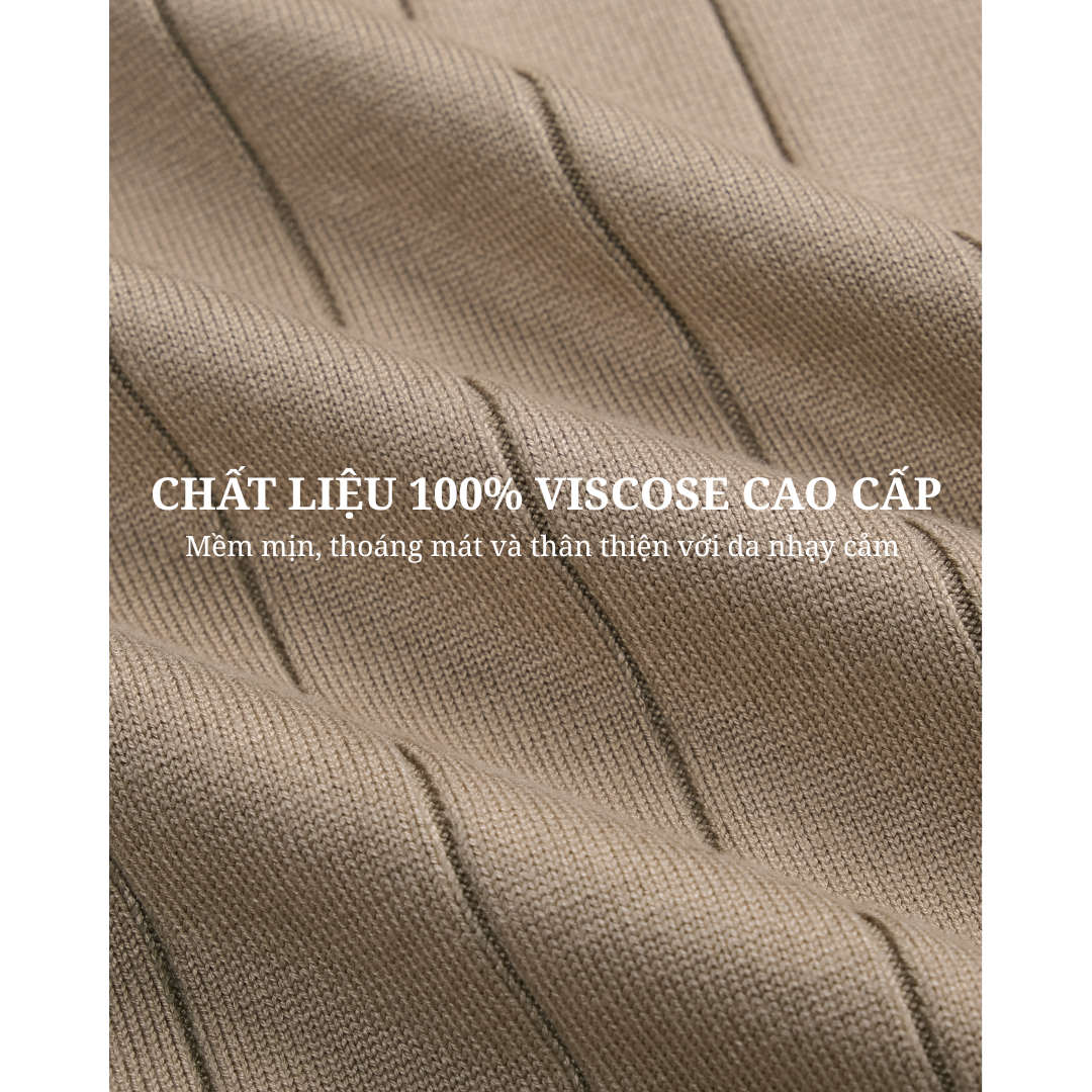 Áo polo LEN DỆT KIM nam STRIPED Knit 100% viscose đơn giản trung tính LEEVUS - APL338