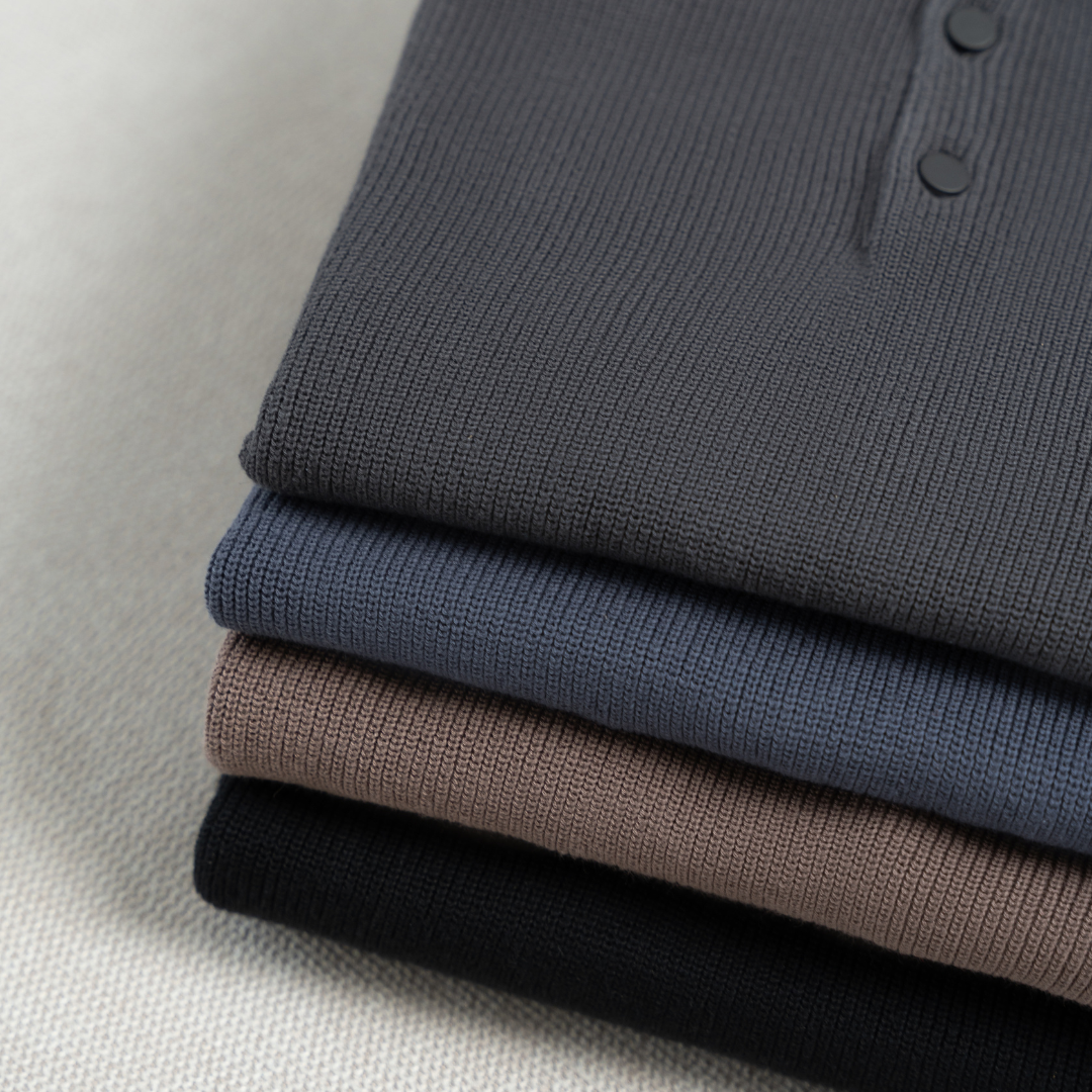 Áo polo LEN DỆT KIM Rib Basic Knit 100% cotton màu trung tính LEEVUS APL343