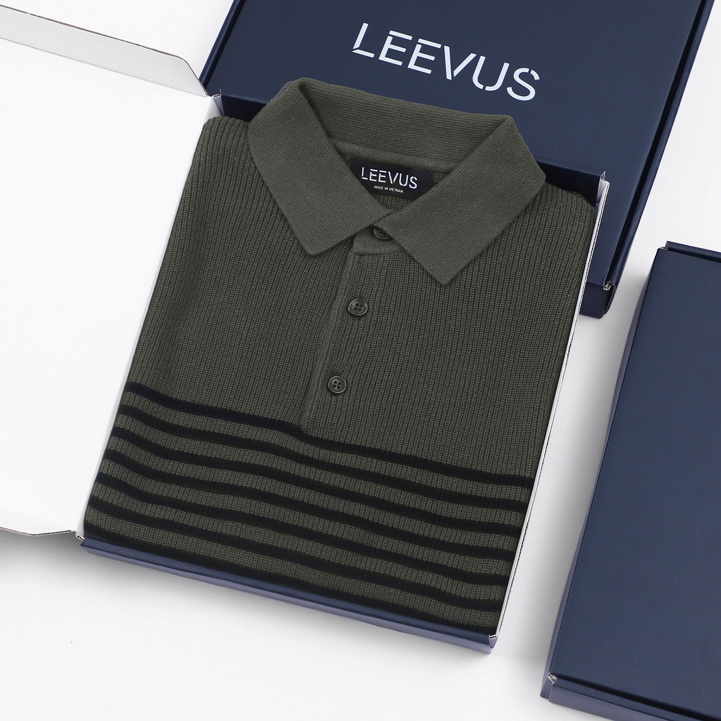 Block Stripes - Polo nam LEN DỆT KIM - LEEVUS APL334