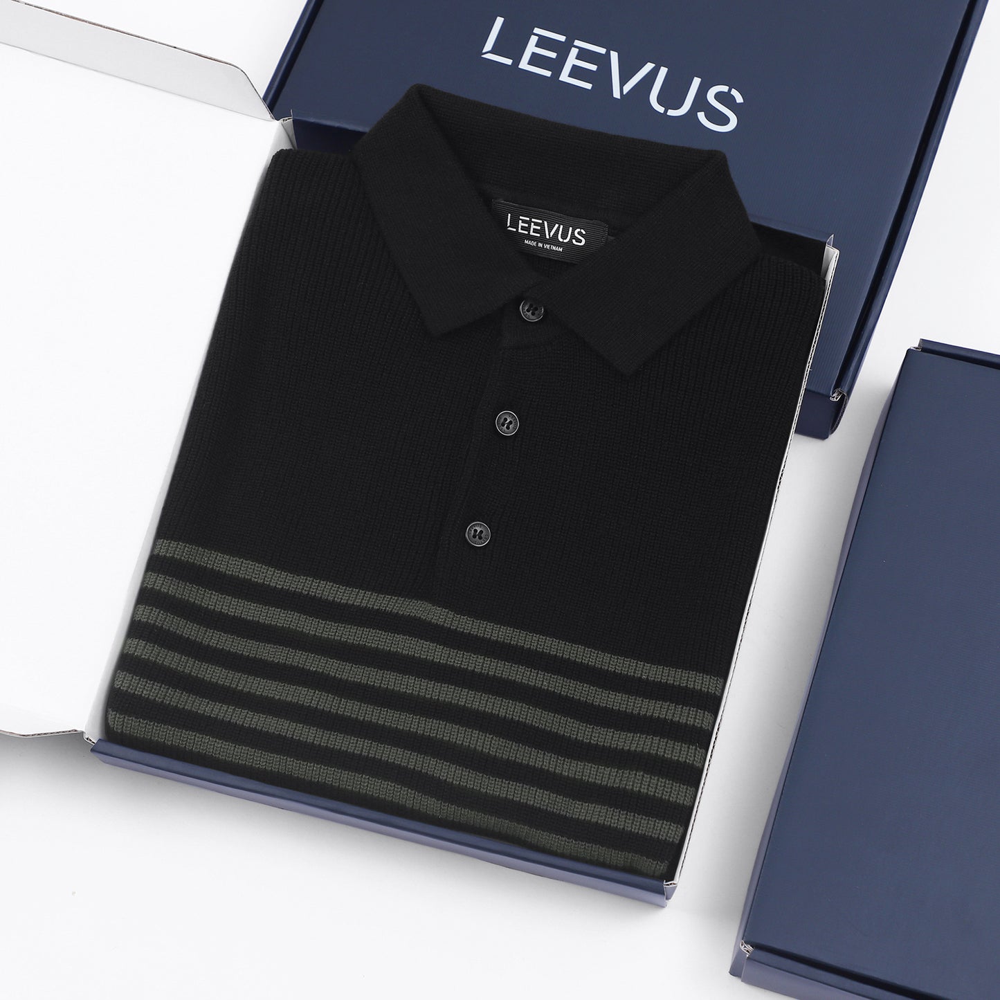 Block Stripes - Polo nam LEN DỆT KIM - LEEVUS APL334
