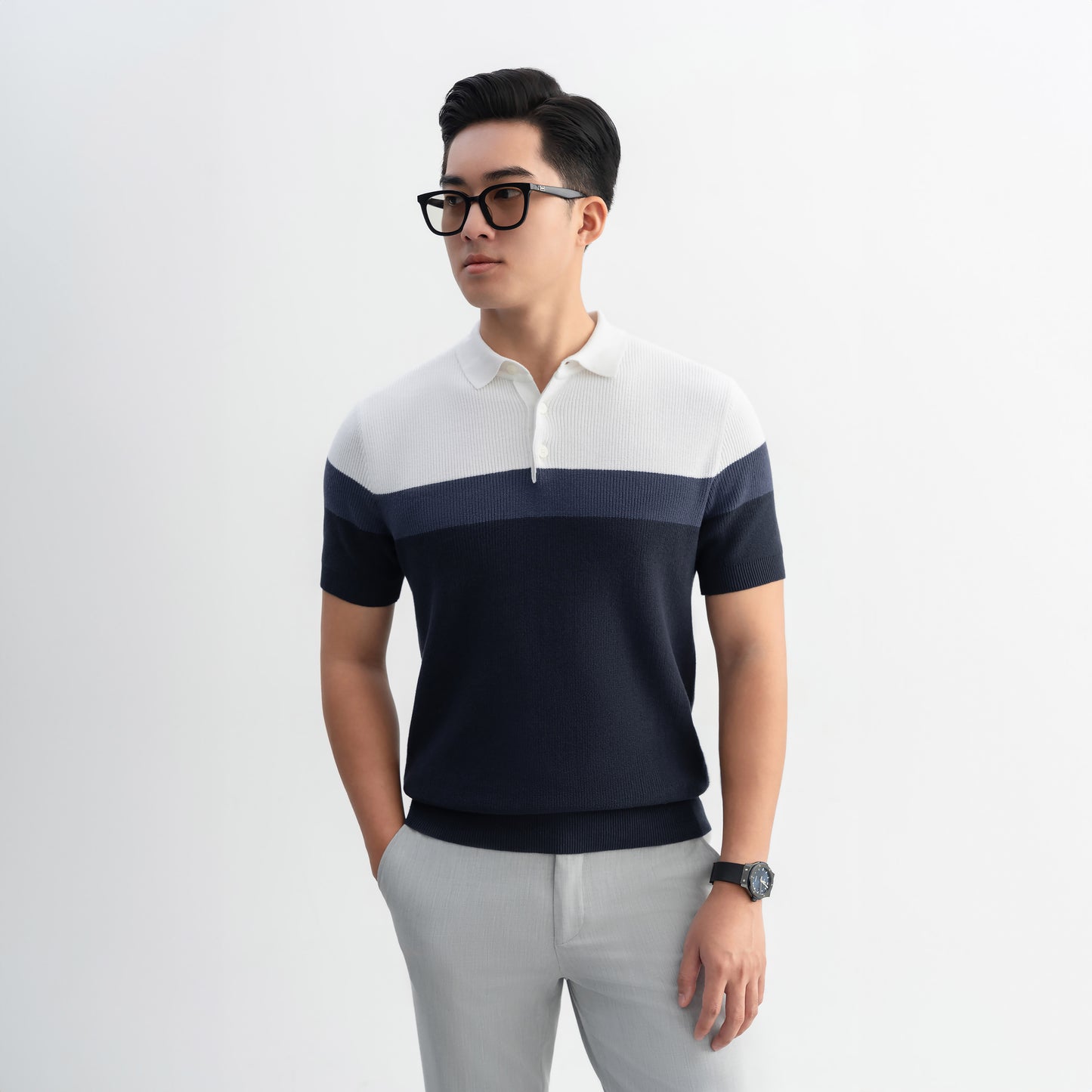 Polo Cyantotype knit - LEN DỆT KIM - APL336