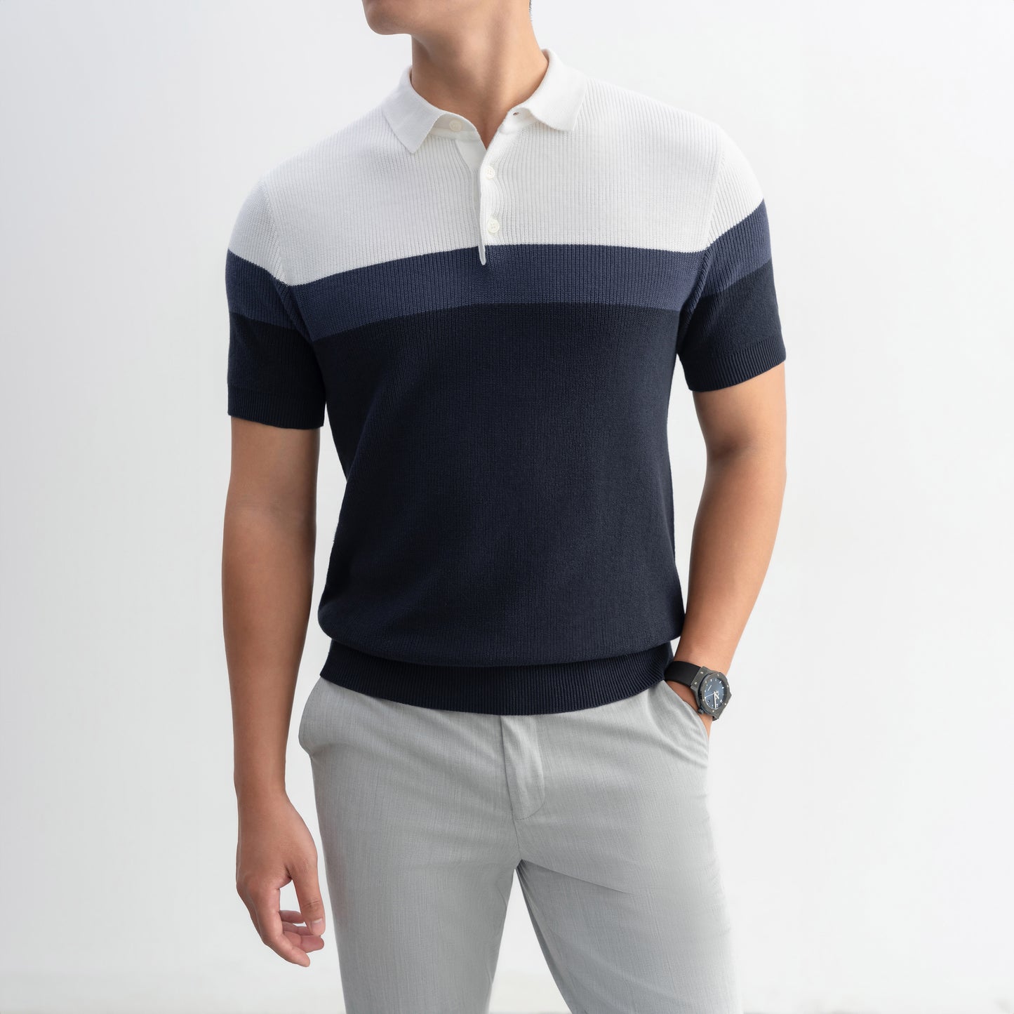 Polo Cyantotype knit - LEN DỆT KIM - APL336
