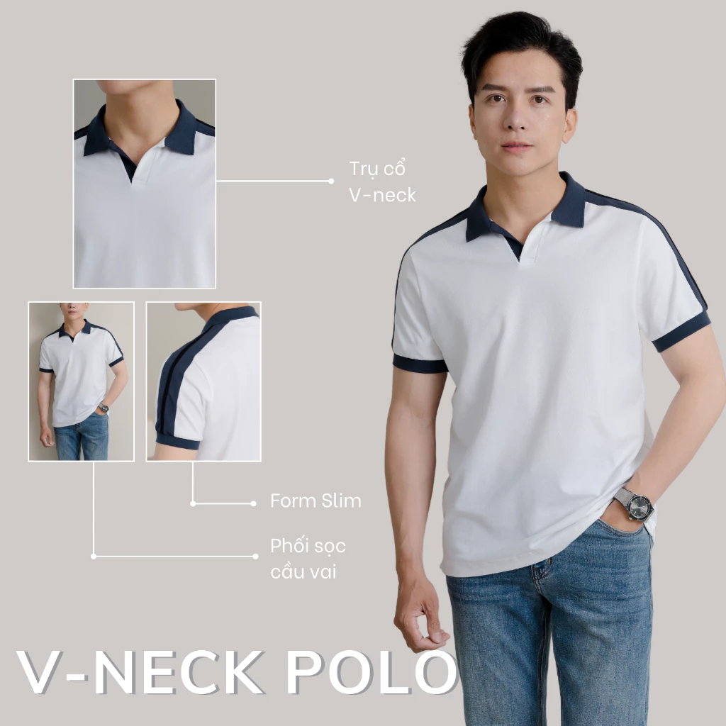 Áo Thun Polo V-NECK CVC LEEVUS Phối Bo APL318