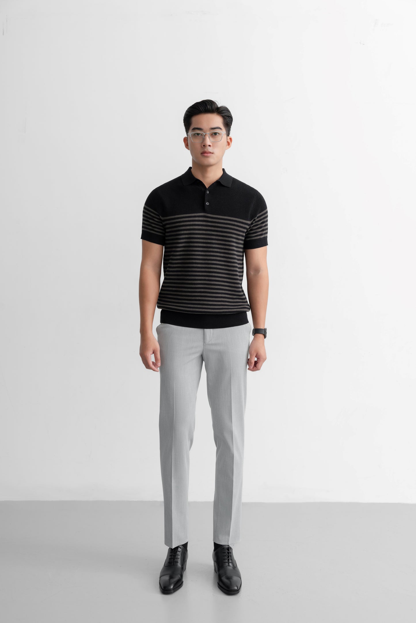 Block Stripes - Polo nam LEN DỆT KIM - LEEVUS APL334