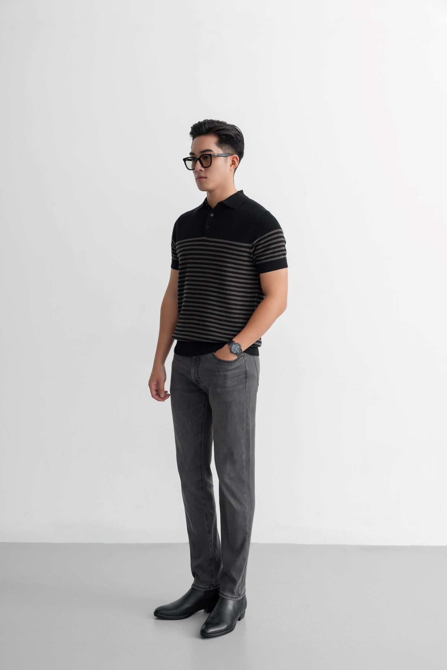 Block Stripes - Polo nam LEN DỆT KIM - LEEVUS APL334