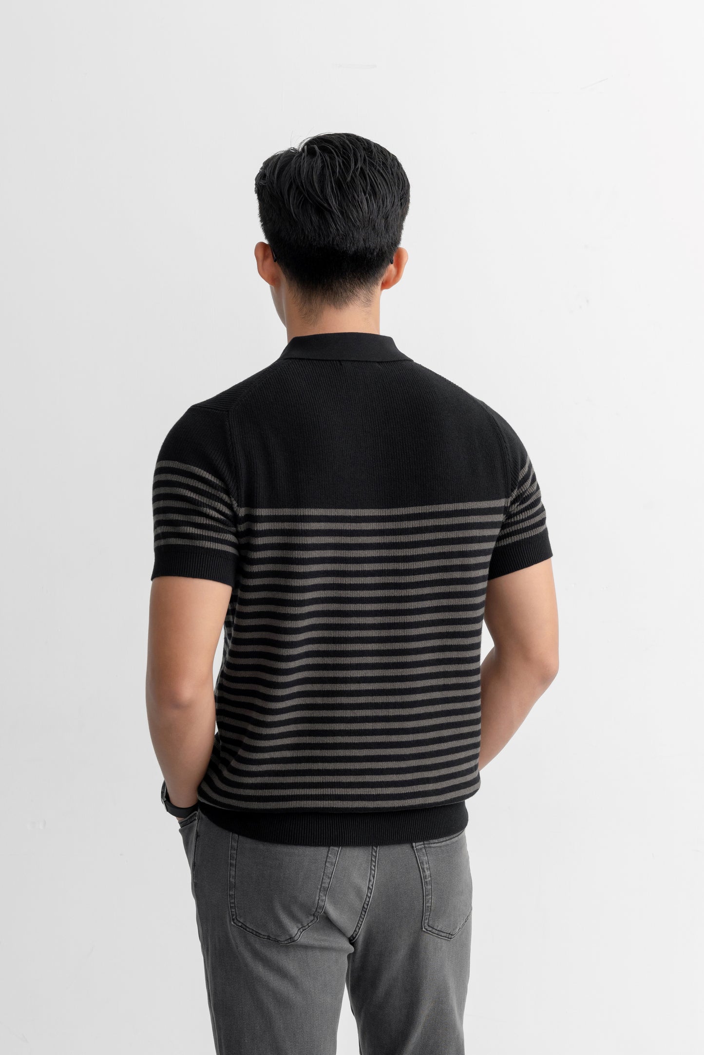 Block Stripes - Polo nam LEN DỆT KIM - LEEVUS APL334