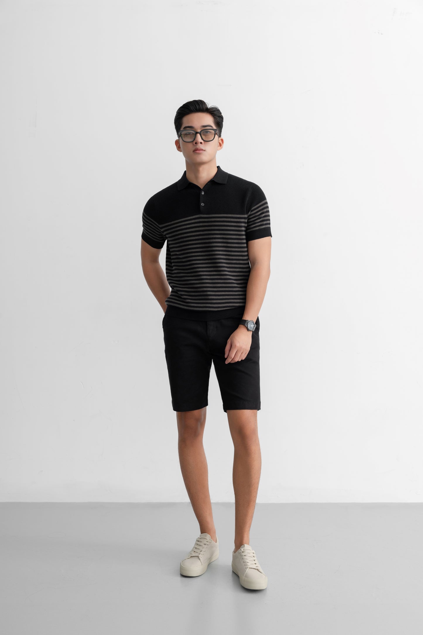 Block Stripes - Polo nam LEN DỆT KIM - LEEVUS APL334