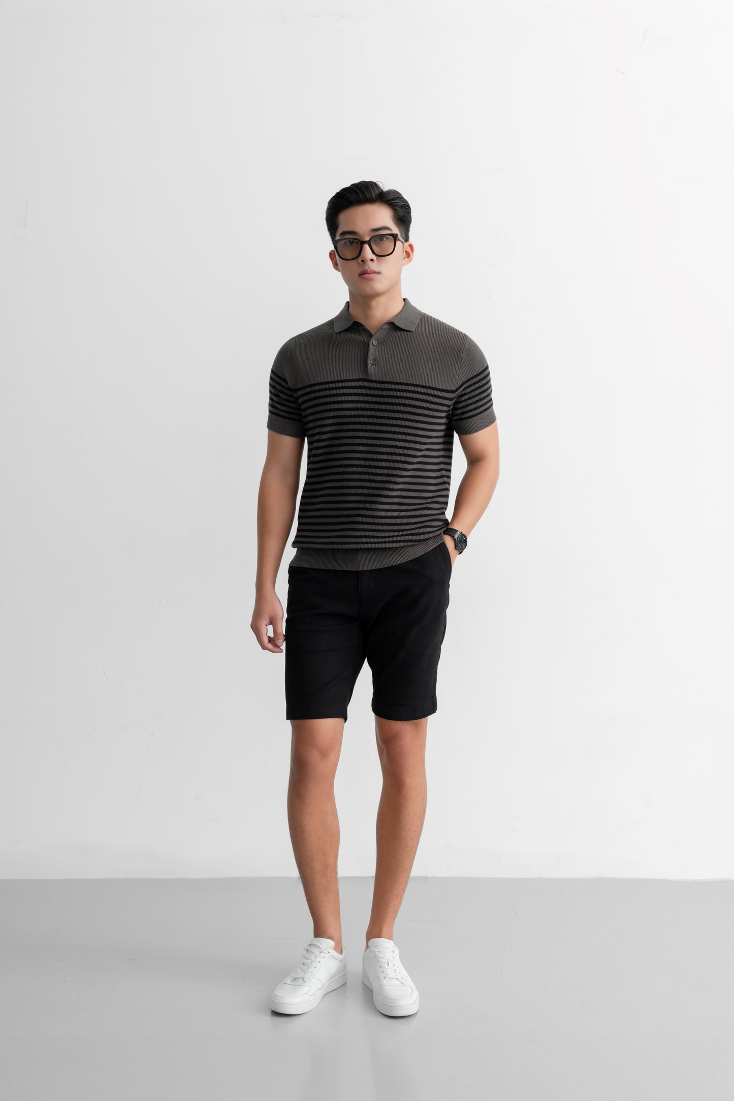 Block Stripes - Polo nam LEN DỆT KIM - LEEVUS APL334
