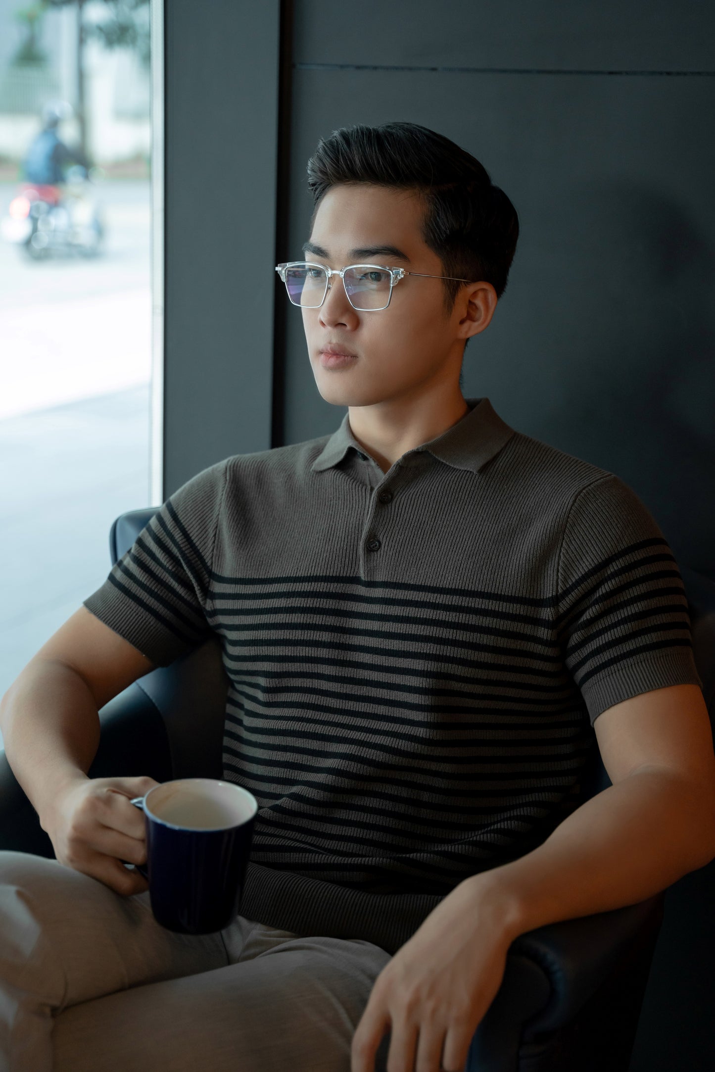 Block Stripes - Polo nam LEN DỆT KIM - LEEVUS APL334