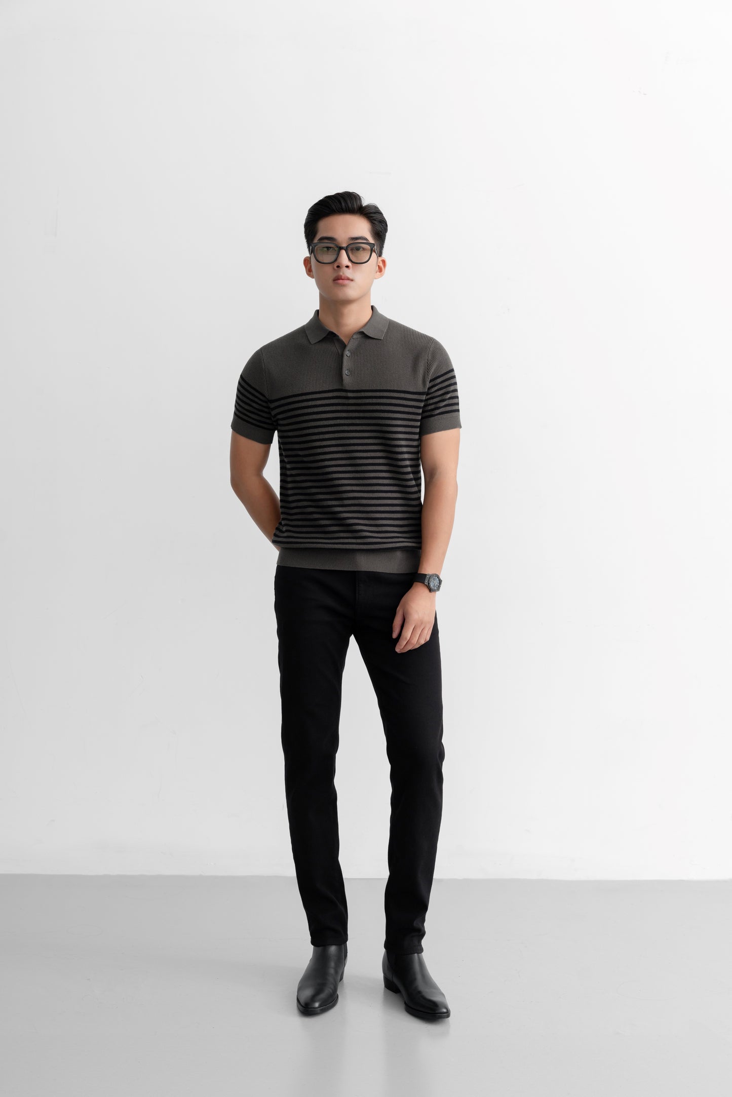 Block Stripes - Polo nam LEN DỆT KIM - LEEVUS APL334