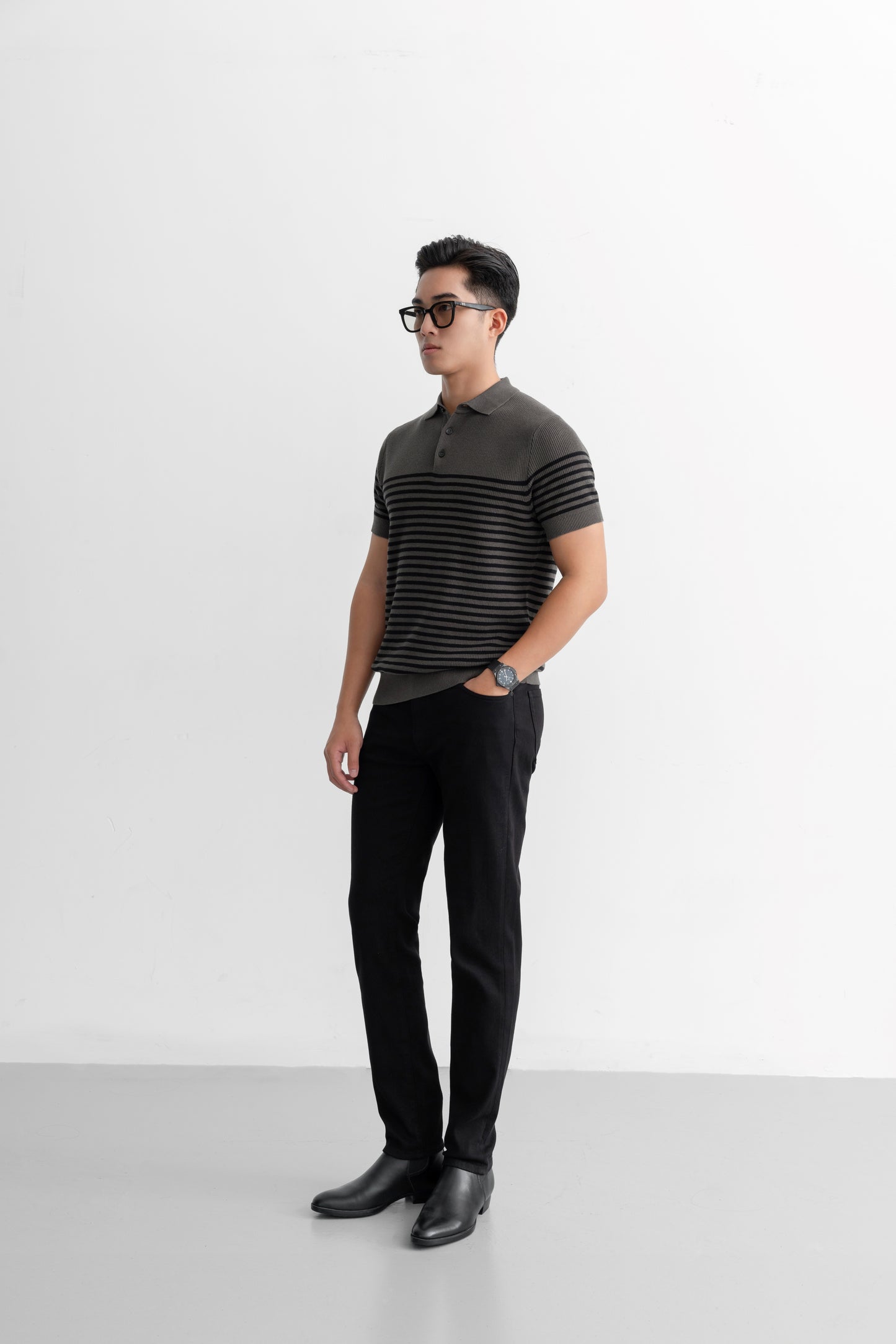 Block Stripes - Polo nam LEN DỆT KIM - LEEVUS APL334