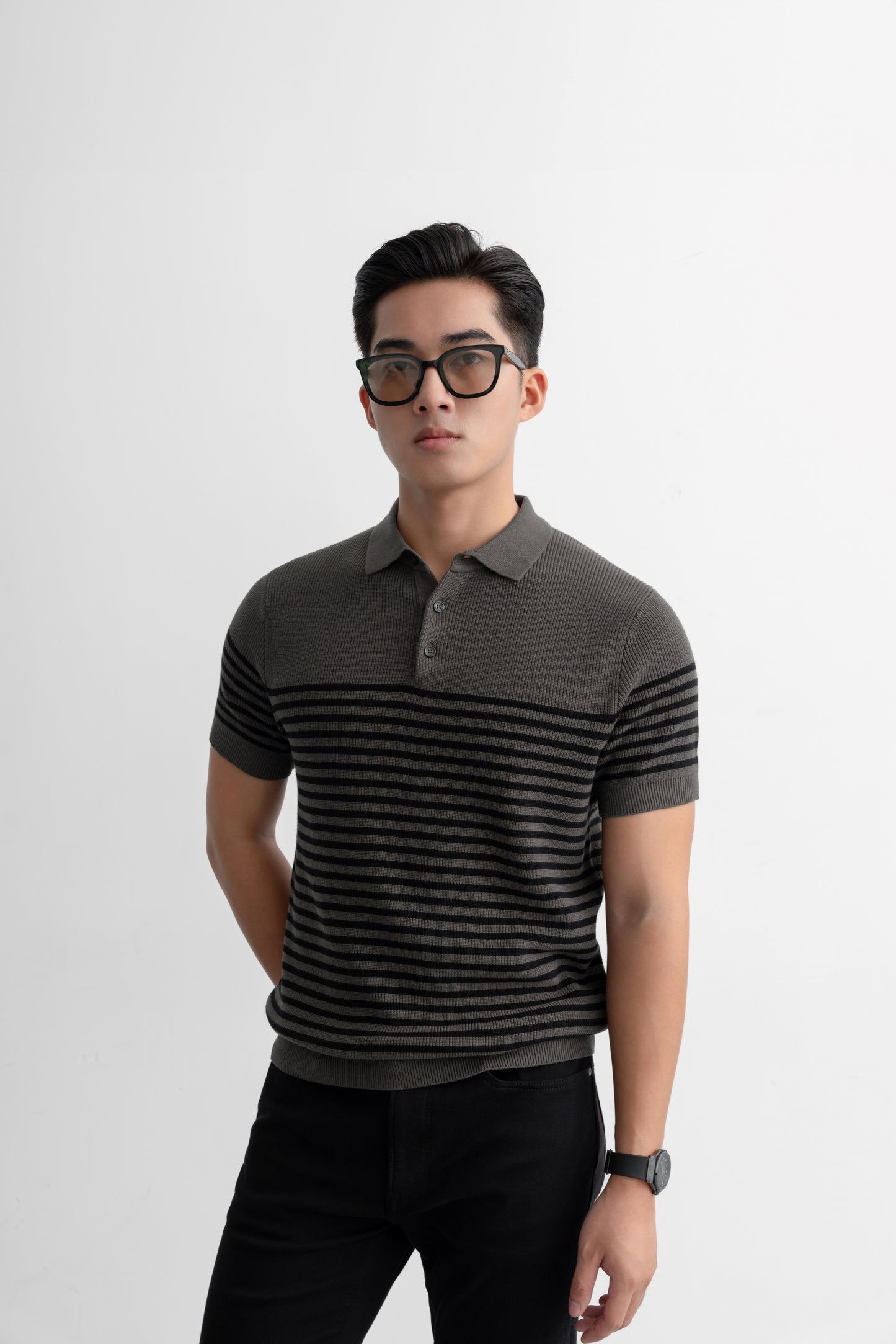 Block Stripes - Polo nam LEN DỆT KIM - LEEVUS APL334