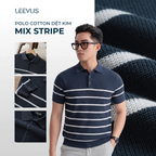 Áo Polo nam DỆT KIM MIX STRIPE, kiểu dệt Ribbed APL354