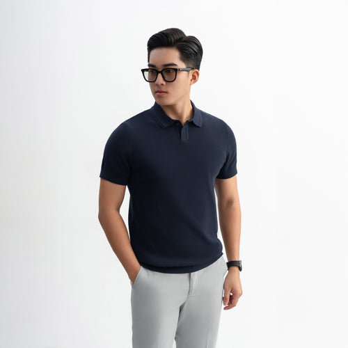 Áo Polo Dệt Kim GATA KNIT Xanh Navy APL332