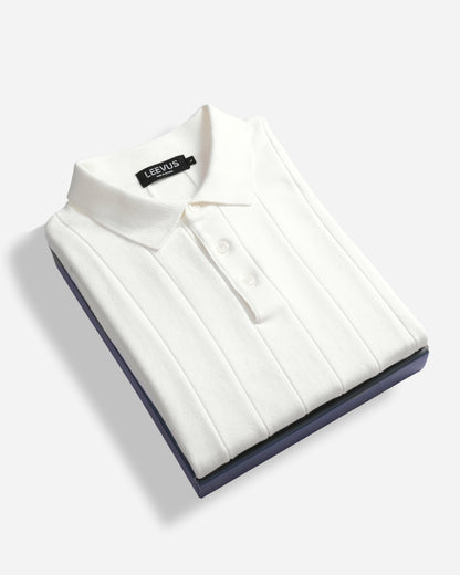 Áo polo LEN DỆT KIM nam STRIPED Knit 100% viscose đơn giản trung tính LEEVUS - APL338