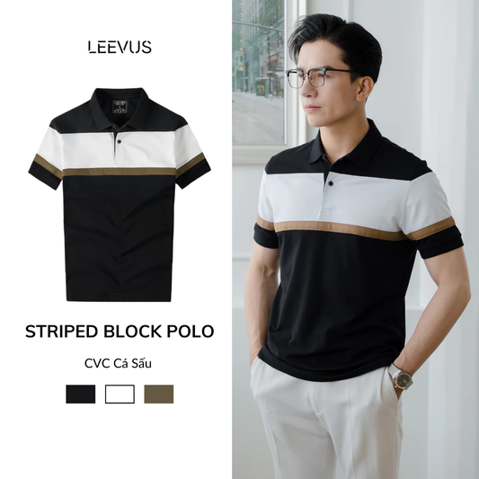 Áo Thun Polo STRIPED BLOCK LEEVUS Phối Màu CVC APL312