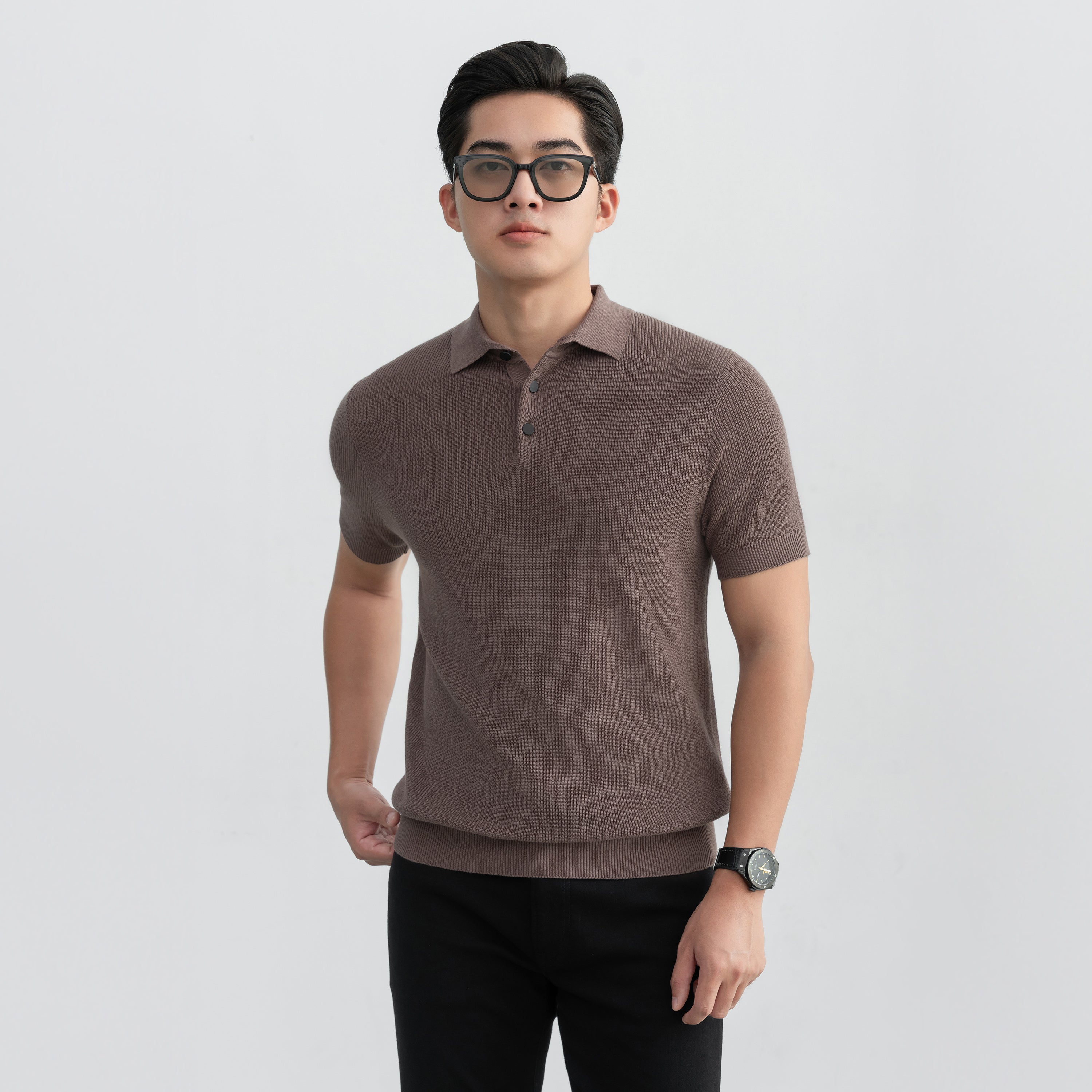 Áo Polo Dệt Kim Rib Basic Knit 100% cotton LEEVUS APL343