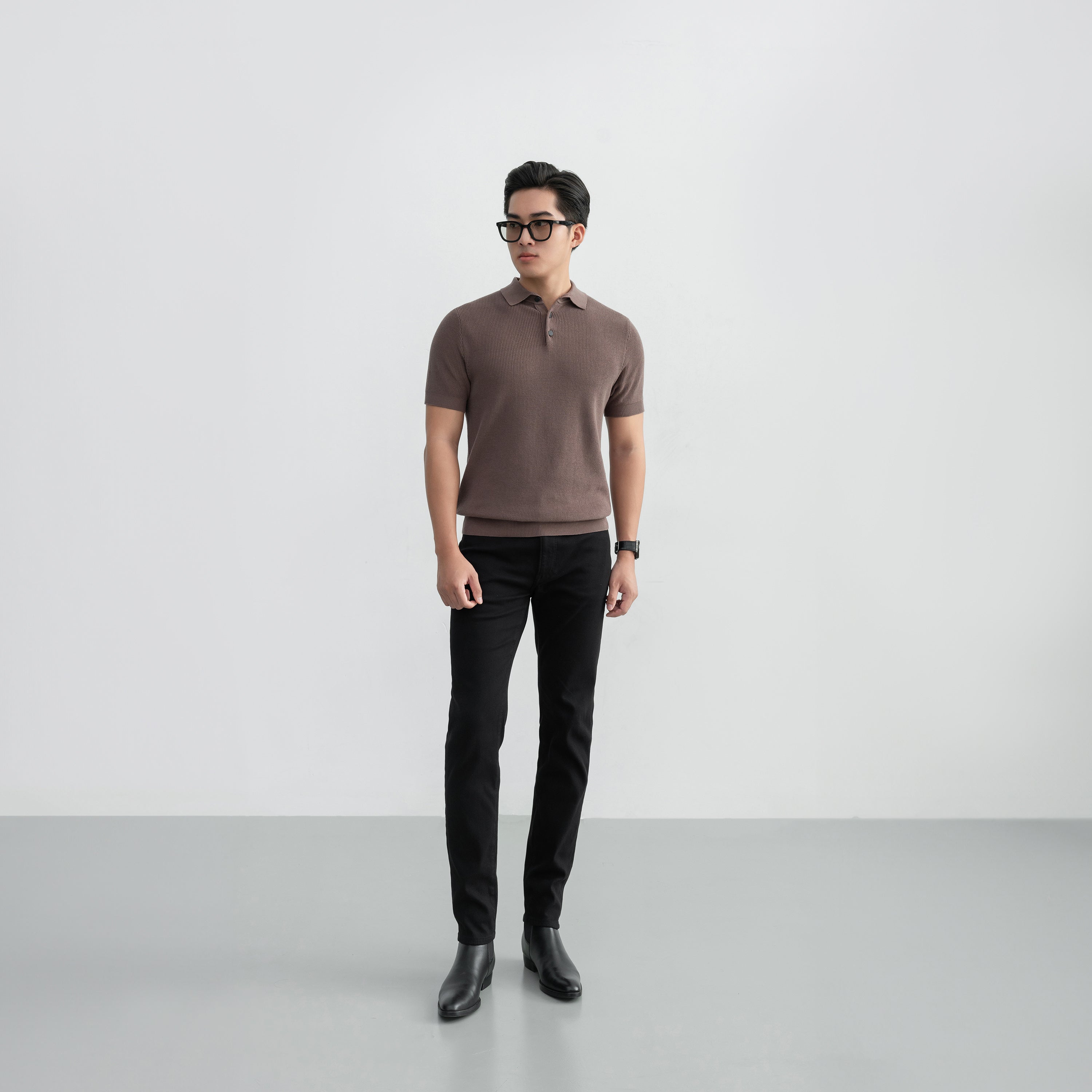 Áo Polo Dệt Kim Rib Basic Knit 100% cotton LEEVUS APL343