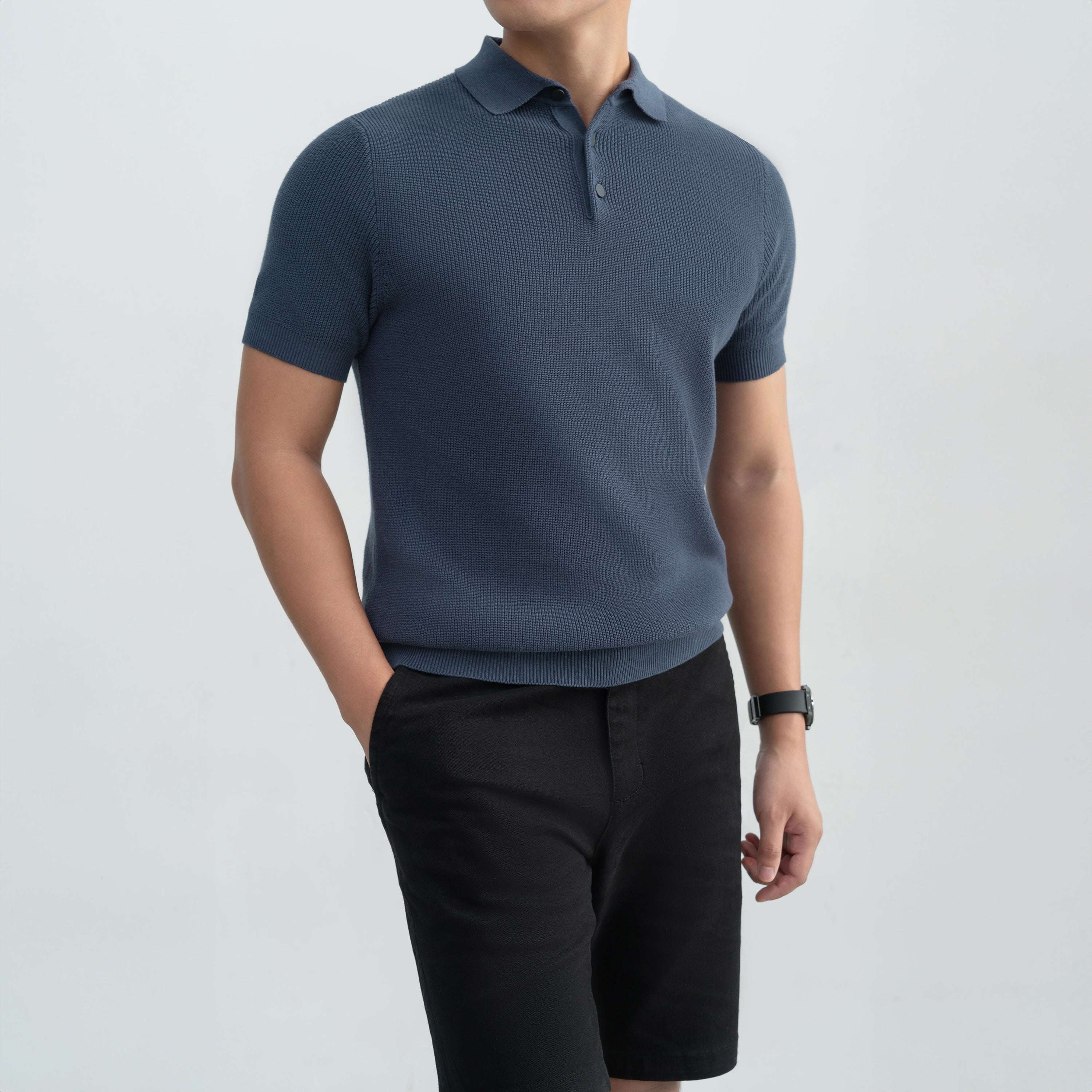 Áo Polo Dệt Kim Rib Basic Knit 100% cotton LEEVUS APL343