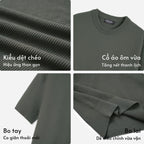 Áo thun cổ tròn dệt kim Diagonal Weave Leevus AT43