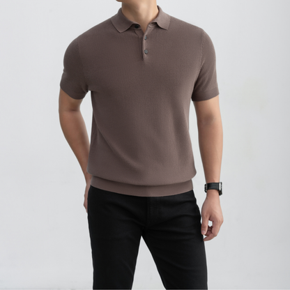 Áo polo LEN DỆT KIM Rib Basic Knit 100% cotton màu trung tính LEEVUS APL343