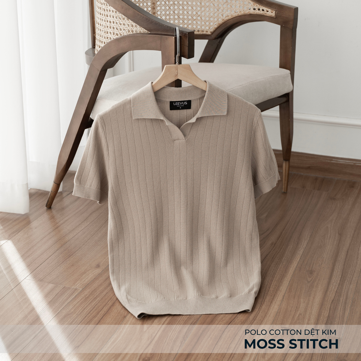 Áo Polo Dệt Kim MOSS STITCH V-Neck APL355