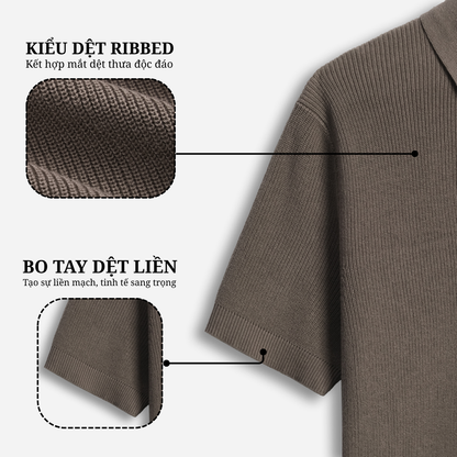 Áo polo LEN DỆT KIM Rib Basic Knit 100% cotton màu trung tính LEEVUS APL343
