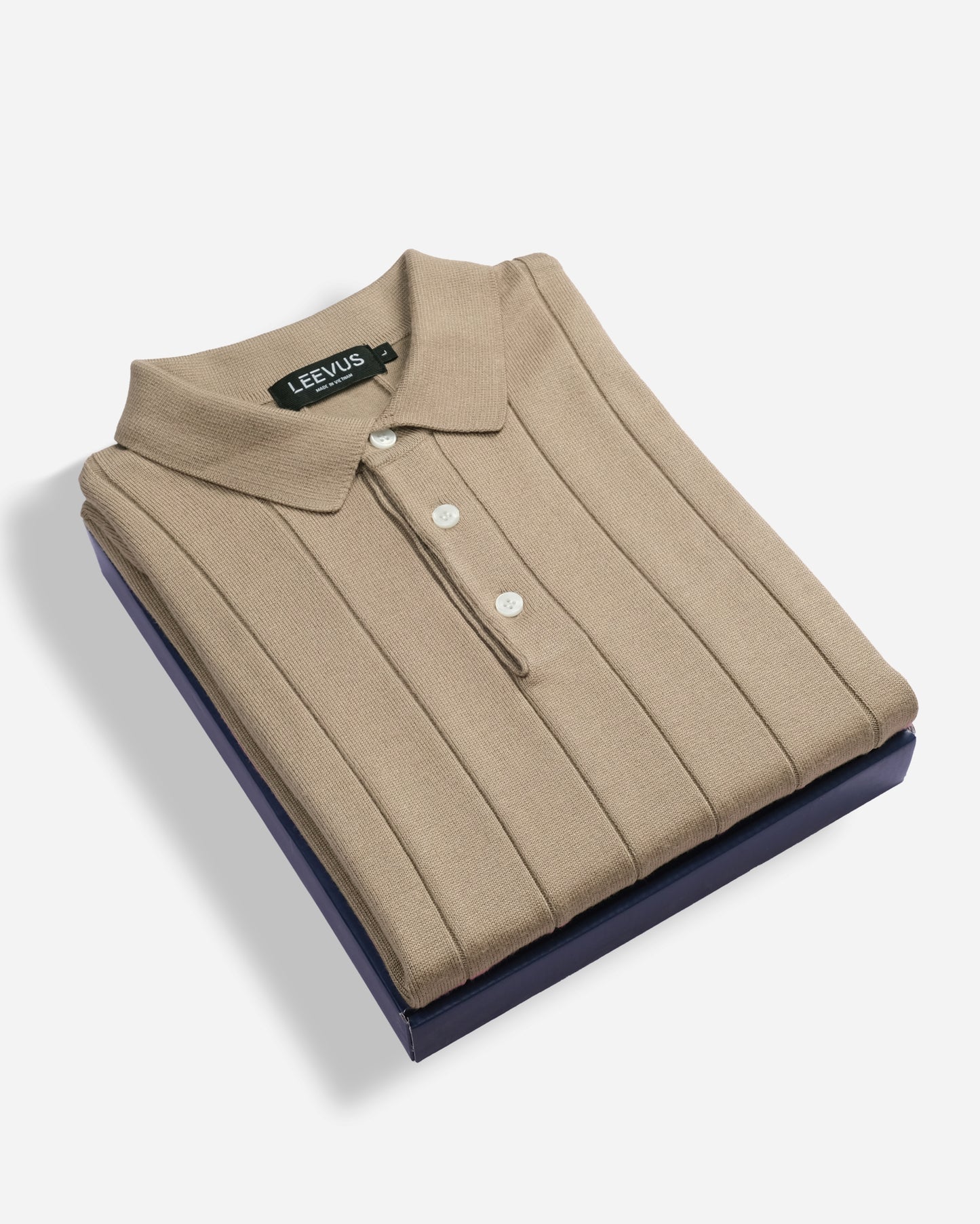 Áo polo LEN DỆT KIM nam STRIPED Knit 100% viscose đơn giản trung tính LEEVUS - APL338