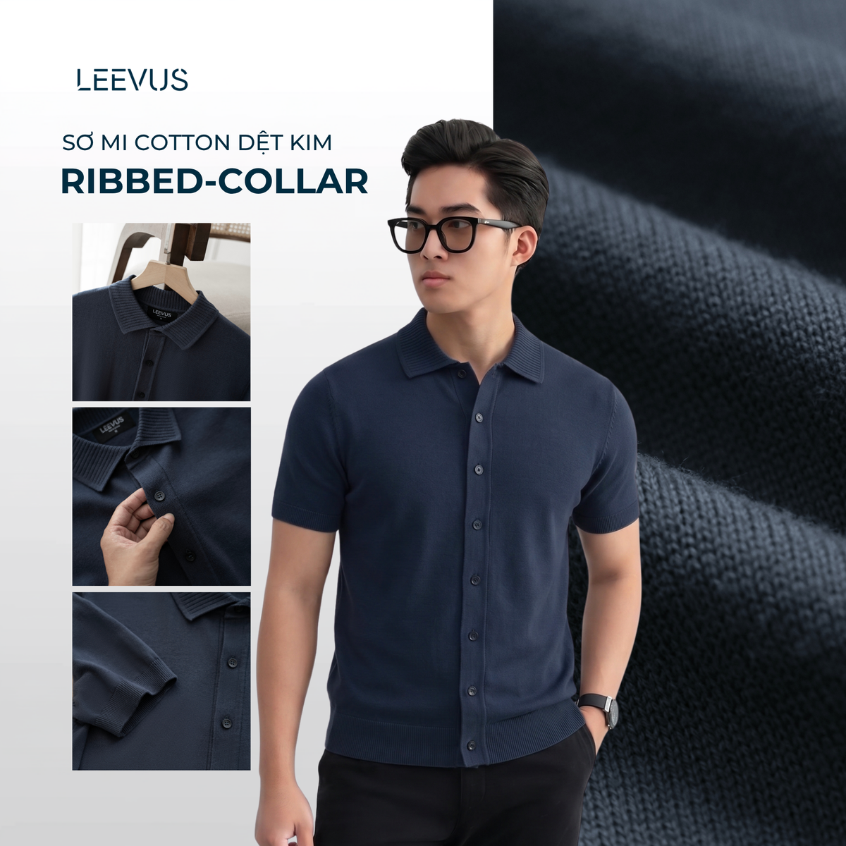 Áo Sơ Mi Nam Dệt Kim RIBBED-COLLAR APL358