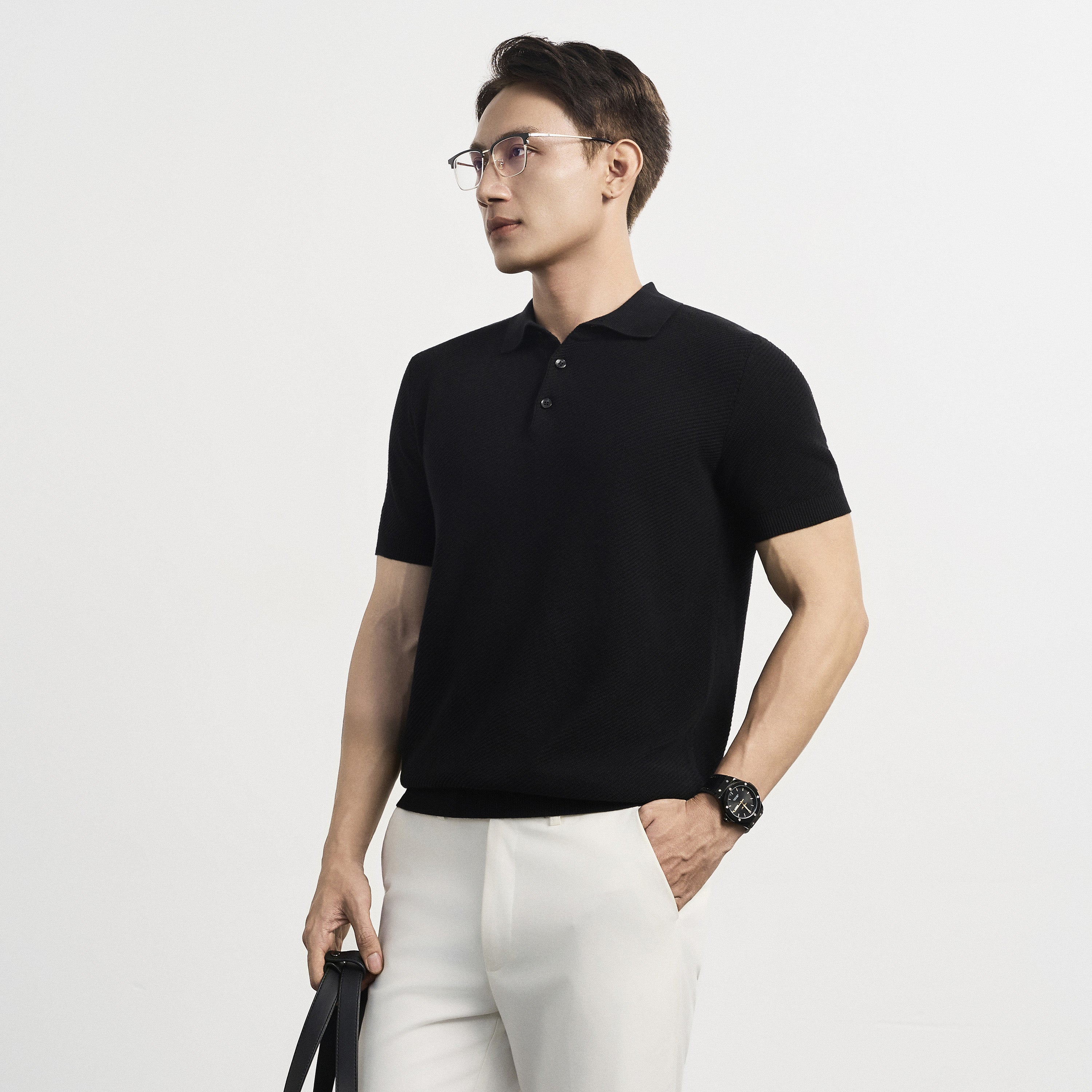 Áo Polo Dệt Kim Nam Diagonal Weave Polo Sớ Chéo Leevus APL346