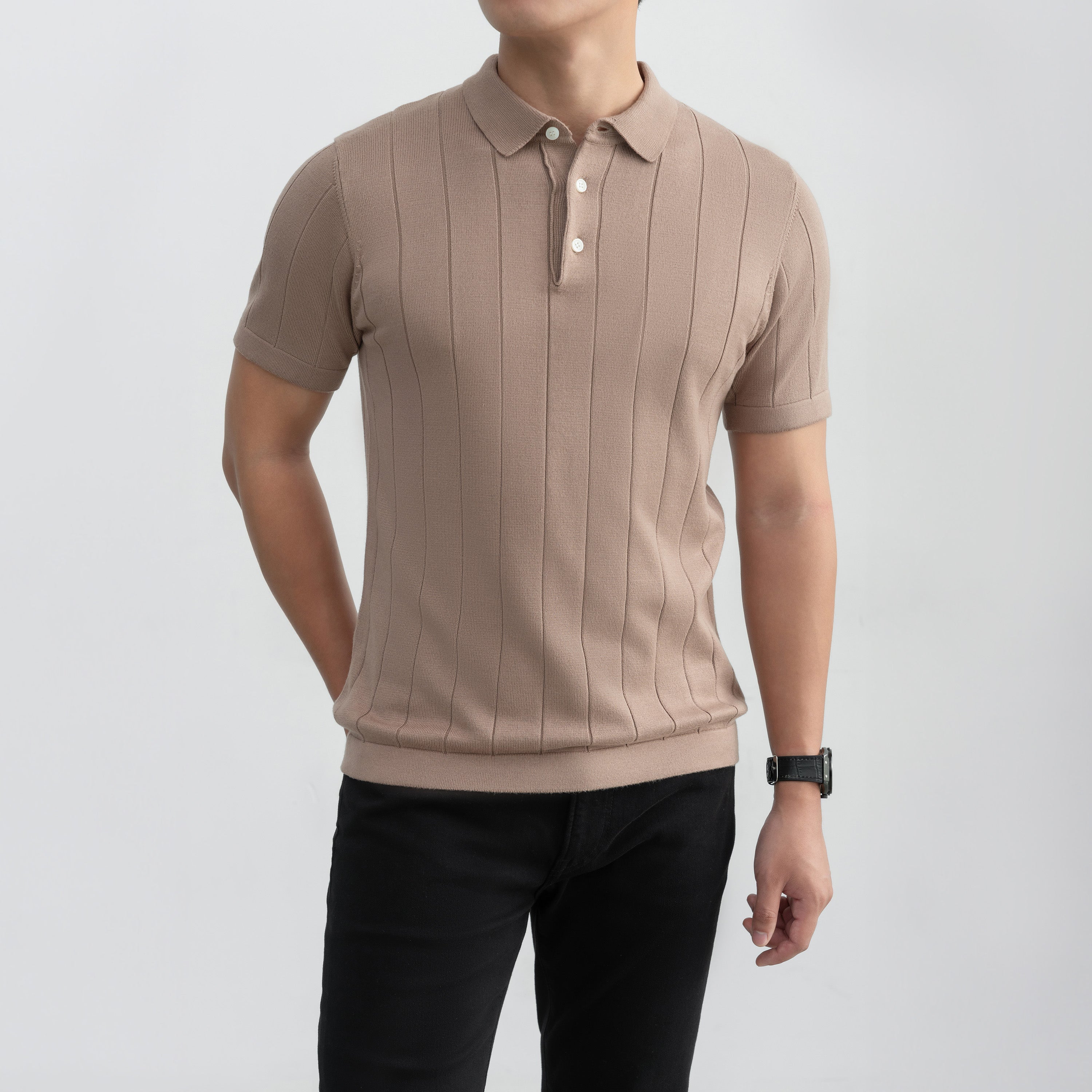 Áo Polo Dệt Kim nam Leevus Striped Knit 100% viscose APL338