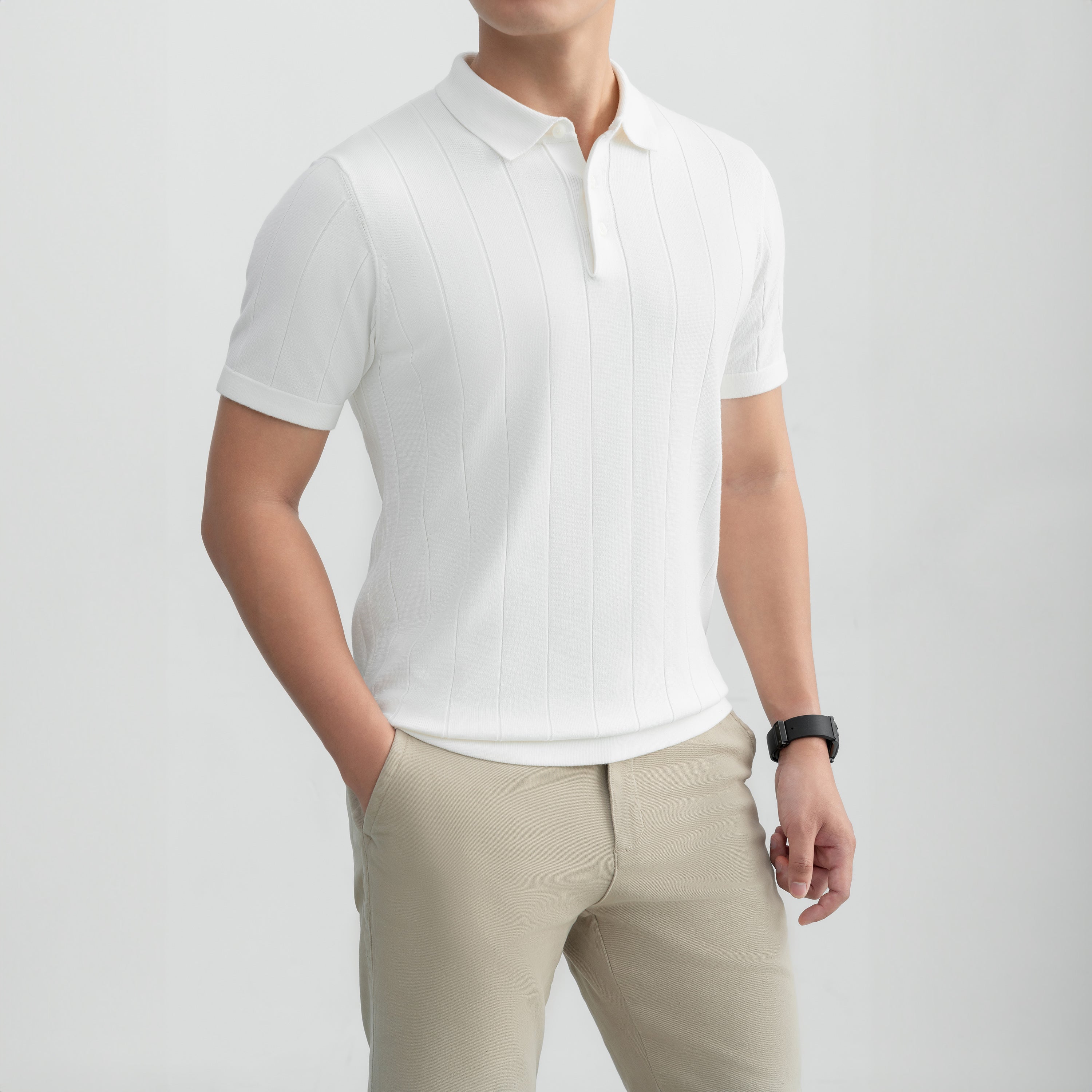 Áo Polo Dệt Kim nam Leevus Striped Knit 100% viscose APL338