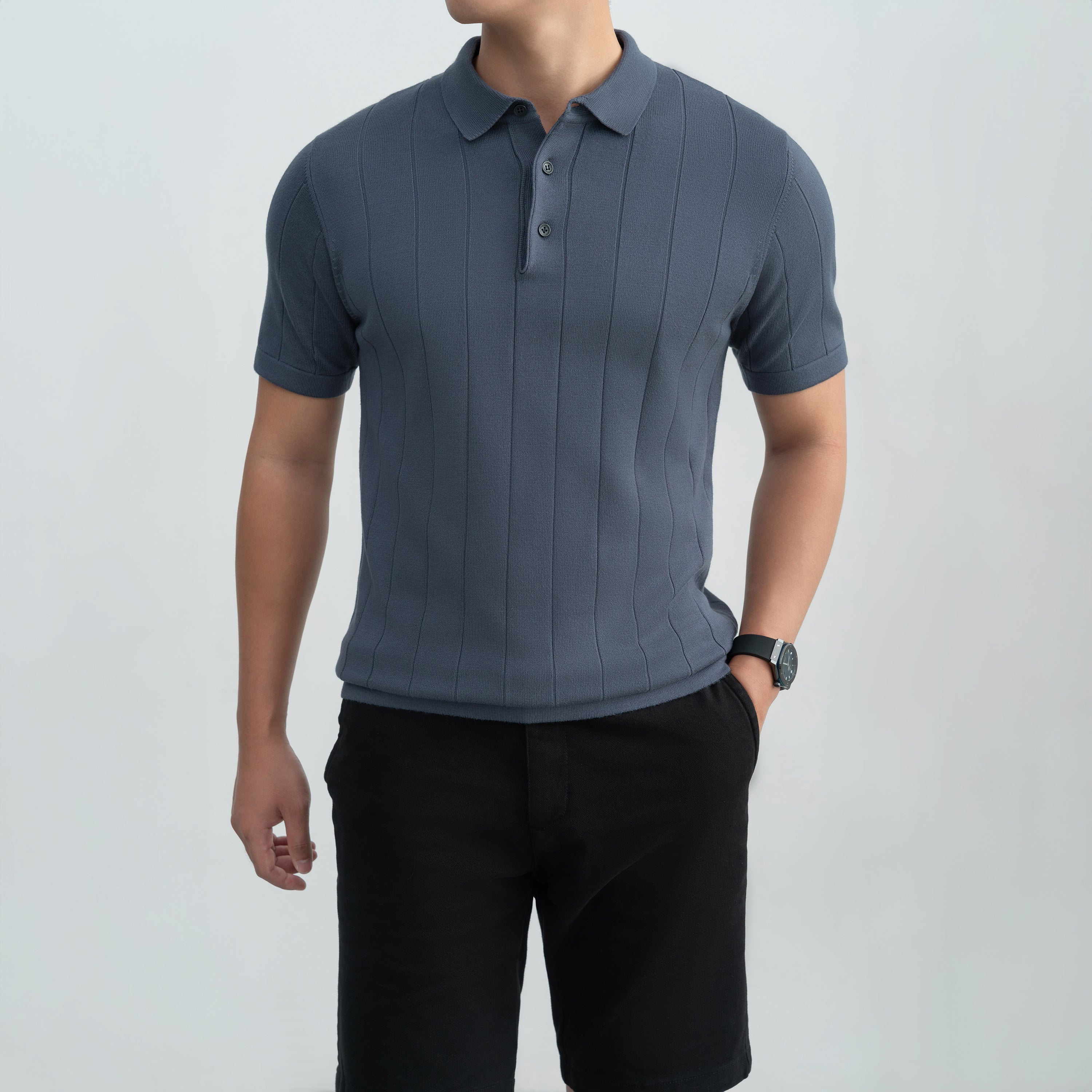 Áo Polo Dệt Kim nam Leevus Striped Knit 100% viscose APL338