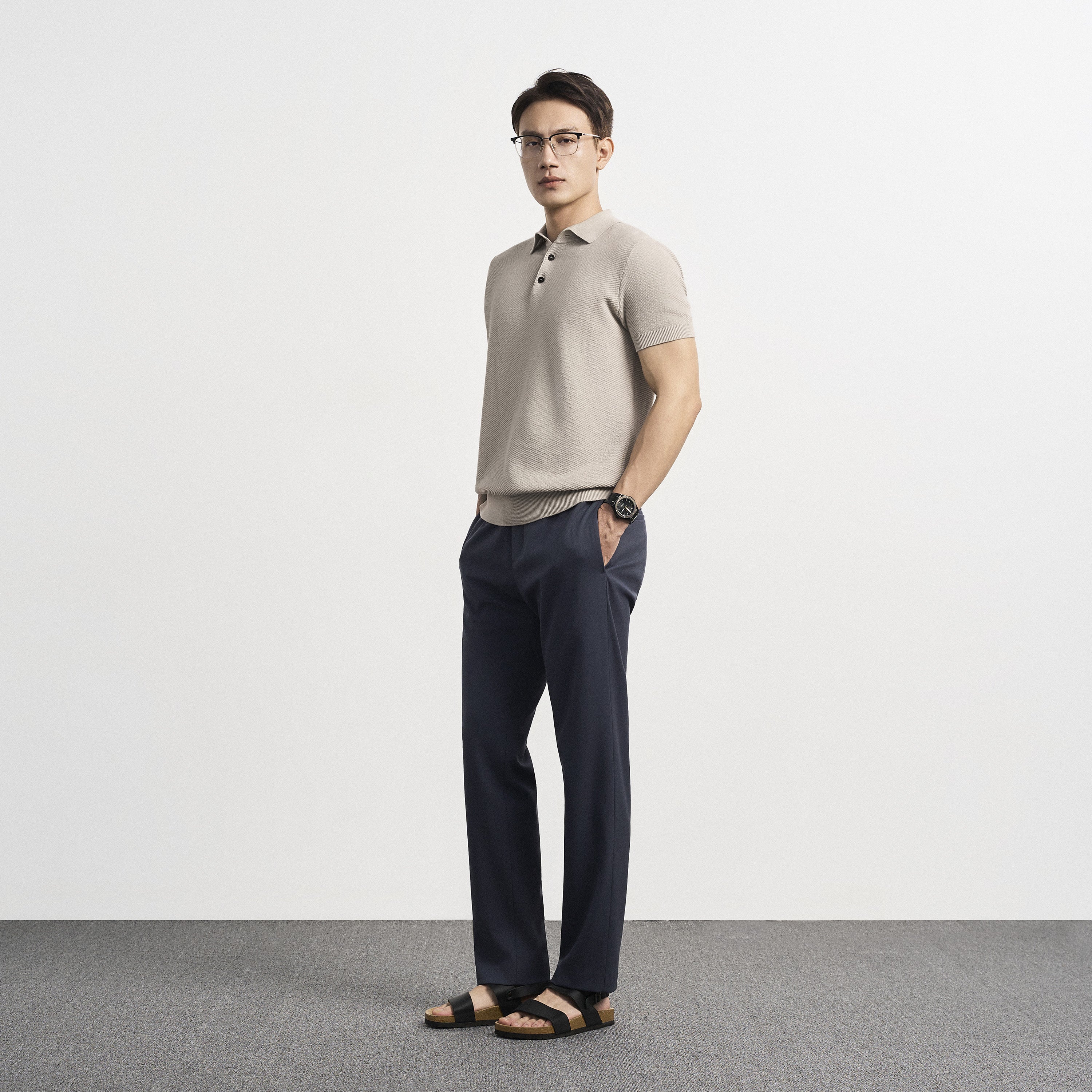 Áo Polo Dệt Kim Nam Diagonal Weave Polo Sớ Chéo Leevus APL346