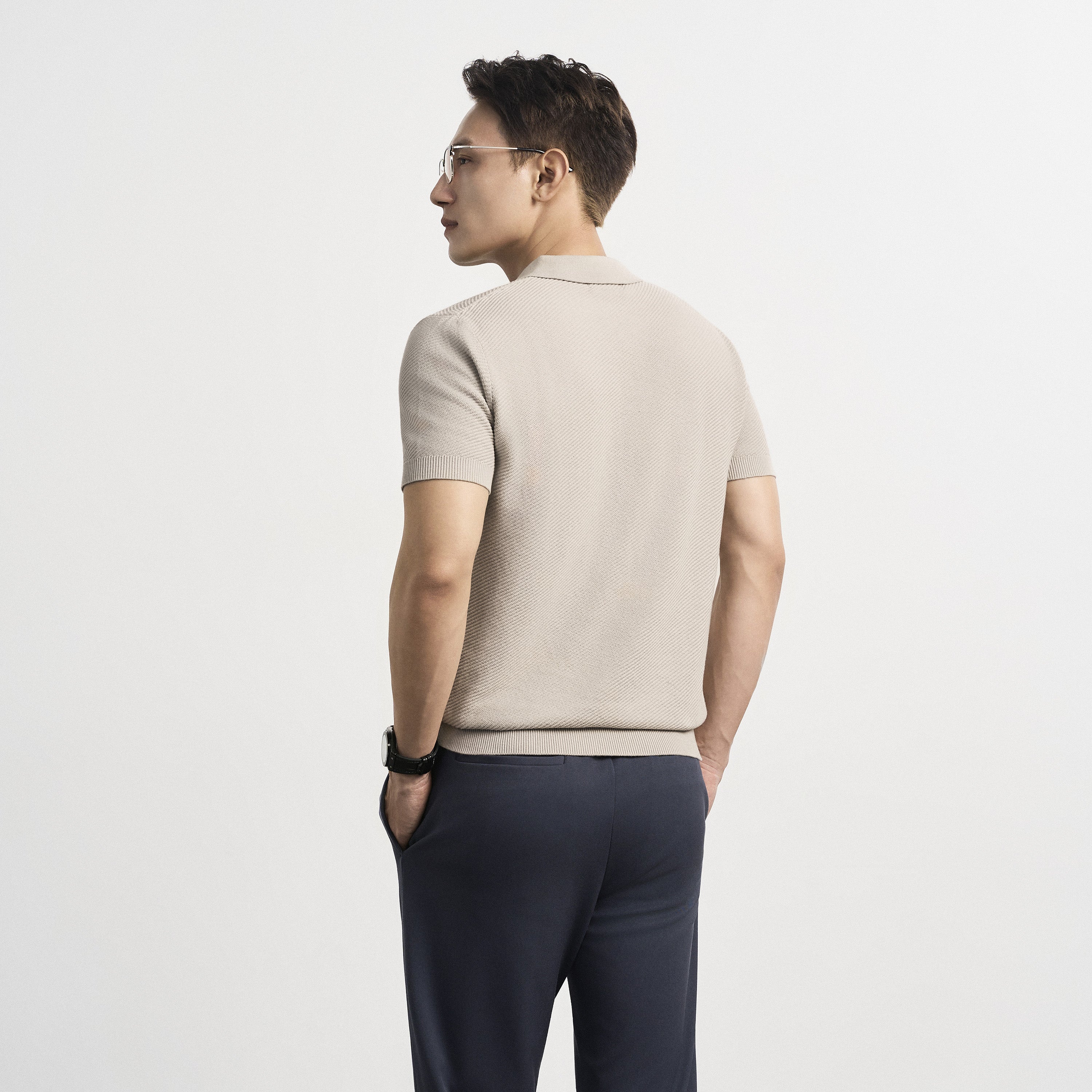 Áo Polo Dệt Kim Nam Diagonal Weave Polo Sớ Chéo Leevus APL346