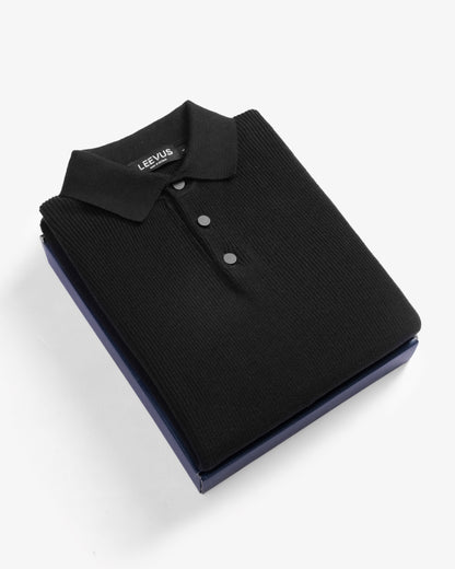 Áo polo LEN DỆT KIM Rib Basic Knit 100% cotton màu trung tính LEEVUS APL343