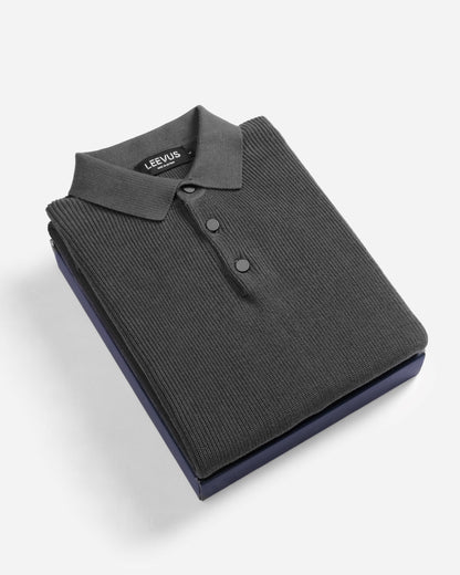 Áo polo LEN DỆT KIM Rib Basic Knit 100% cotton màu trung tính LEEVUS APL343
