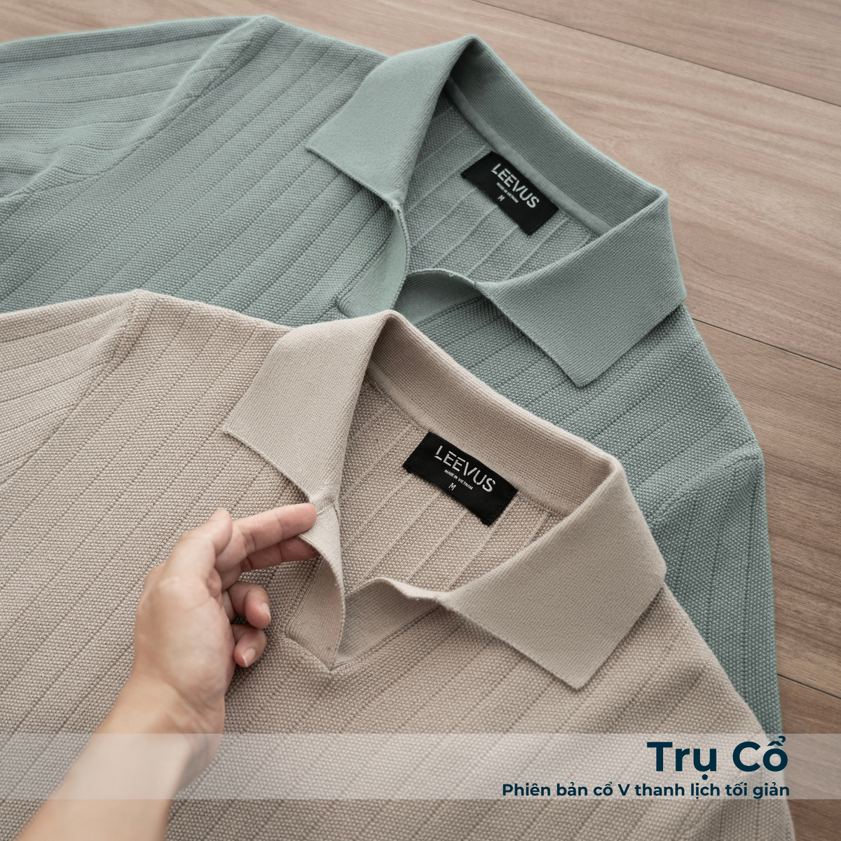 Áo Polo Dệt Kim MOSS STITCH V-Neck APL355