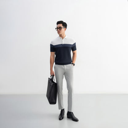 Polo Cyantotype knit - LEN DỆT KIM - APL336