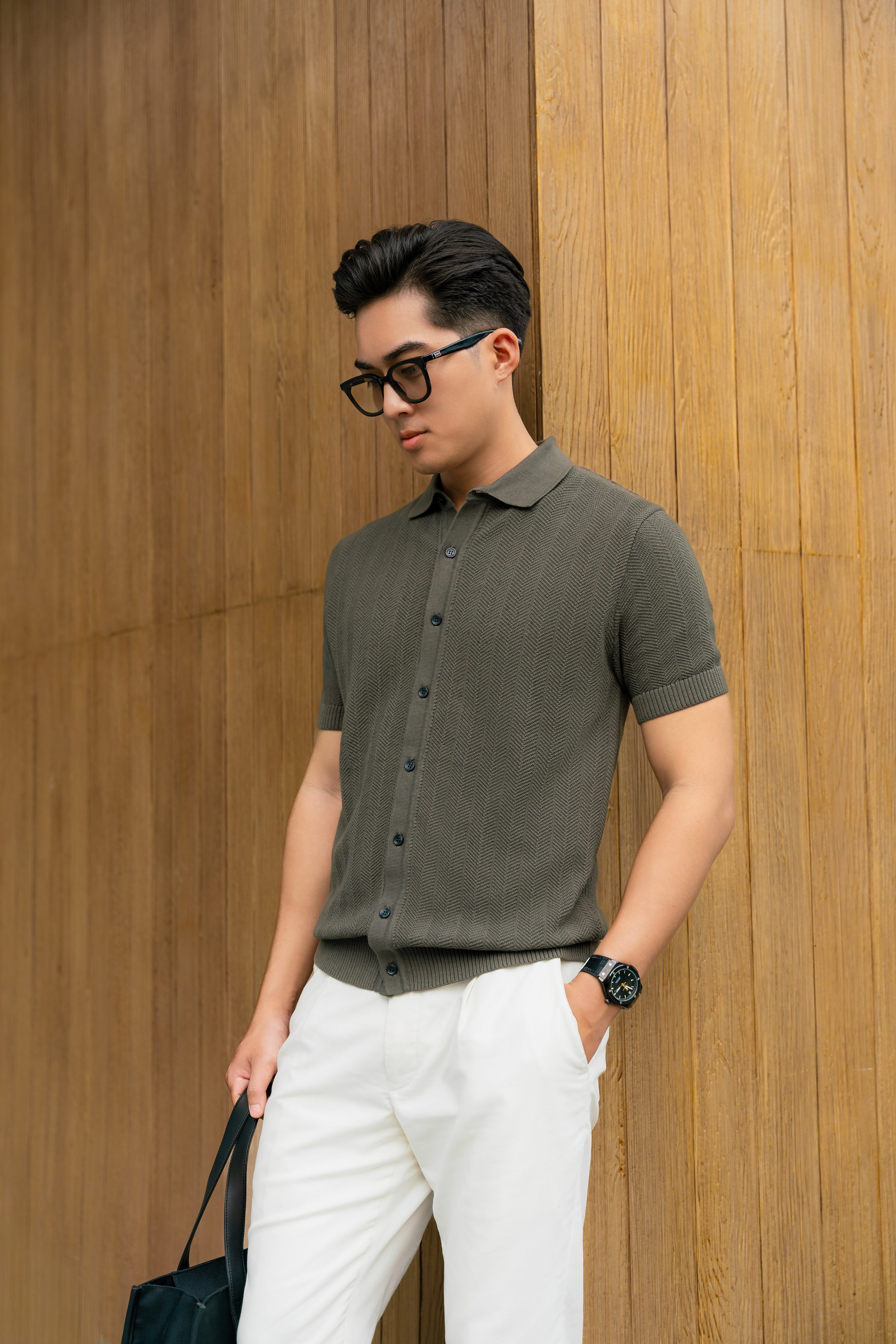 Áo Polo Dệt Kim Leevus HERRINGBONE KNIT APL348