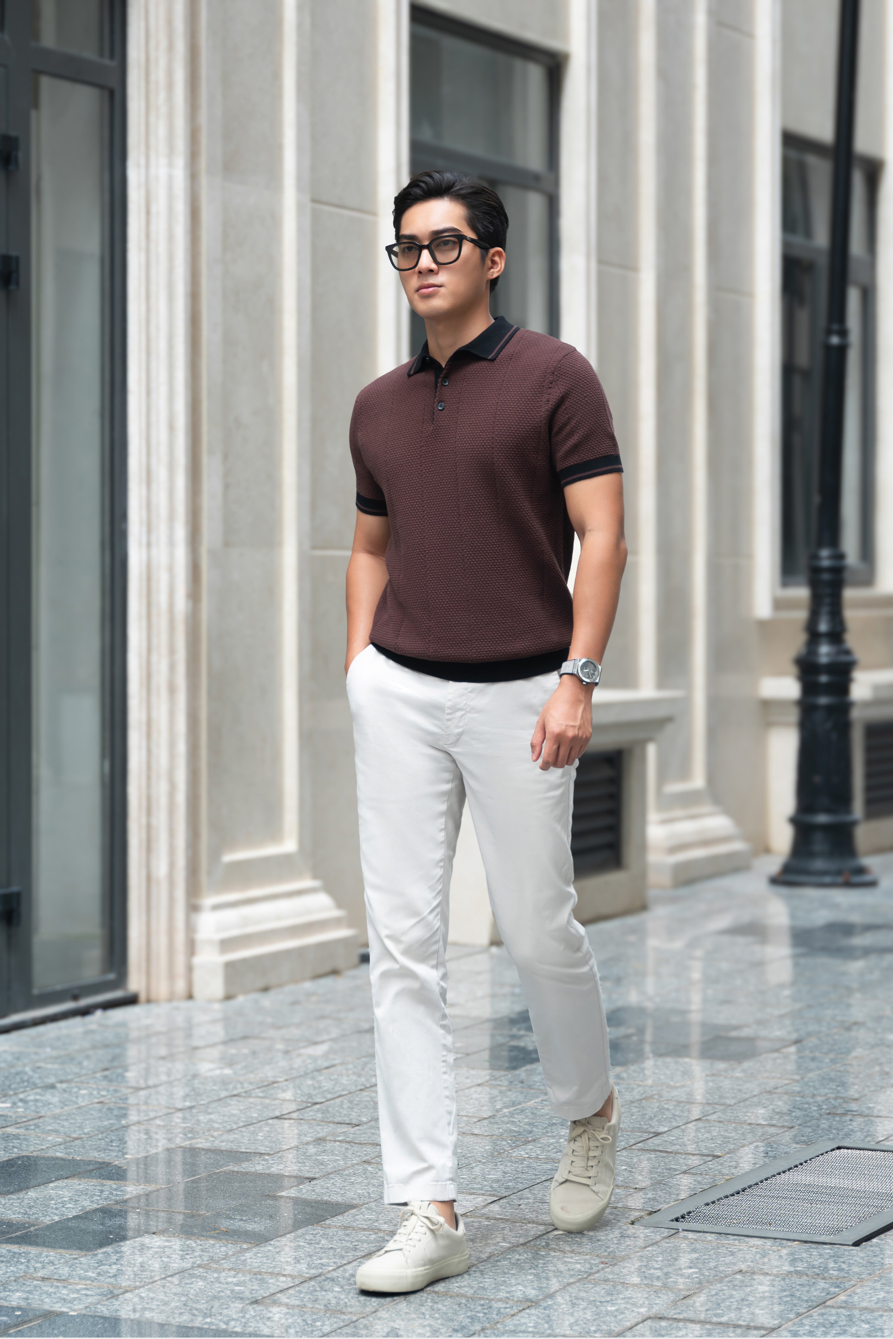 Áo Polo Dệt Kim Leevus Bobble Stitch APL350