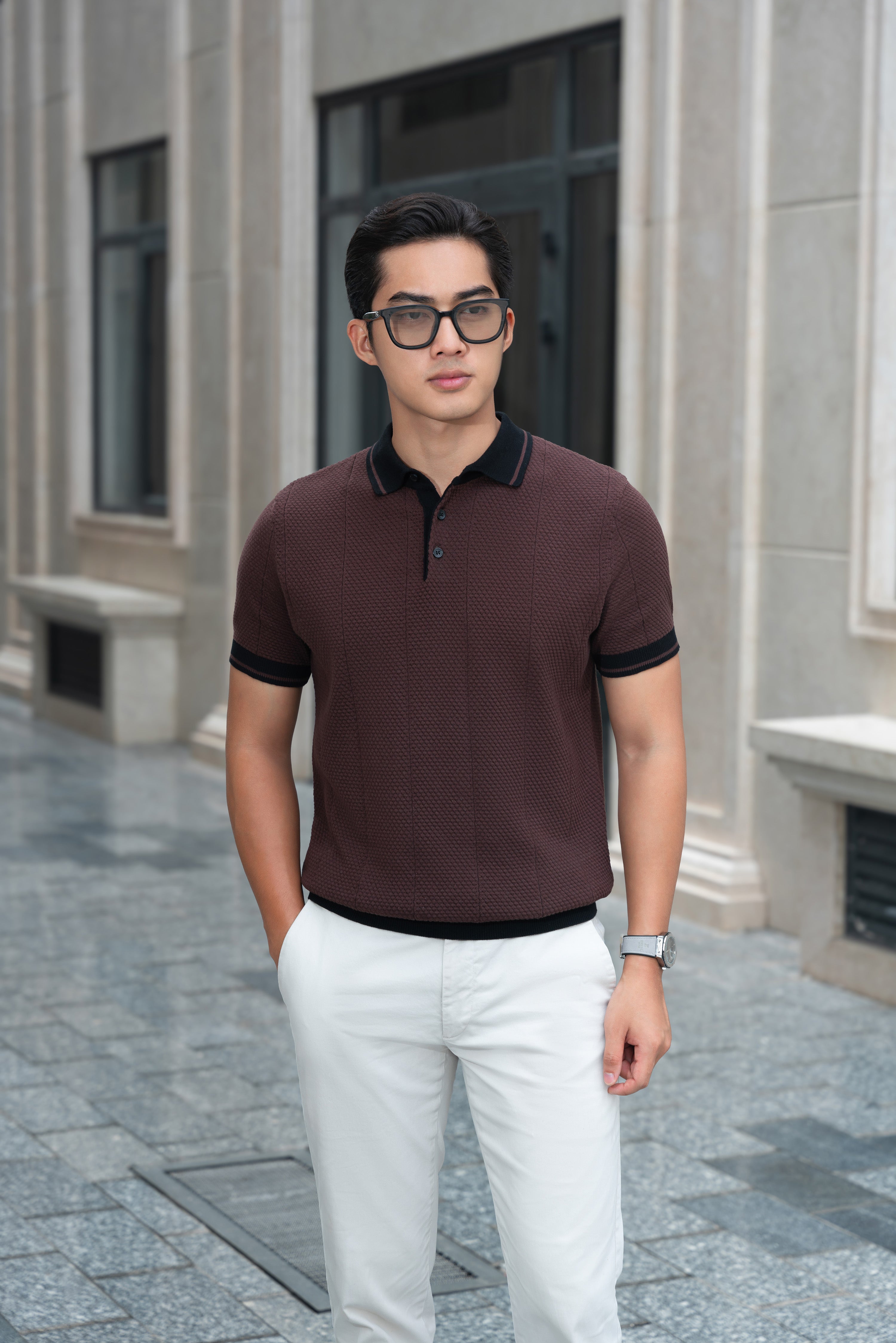 Áo Polo Dệt Kim Leevus Bobble Stitch APL350