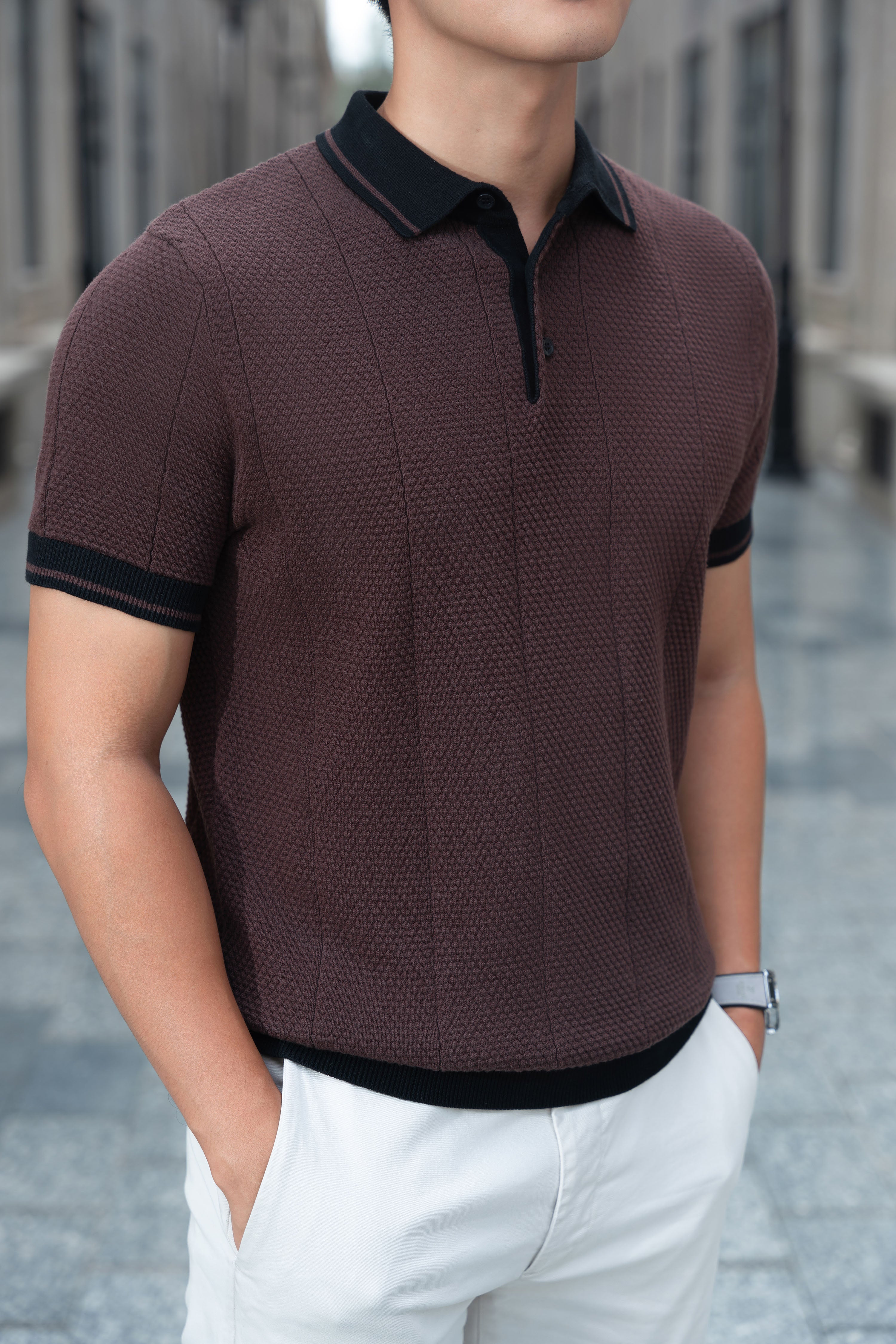 Áo Polo Dệt Kim Leevus Bobble Stitch APL350