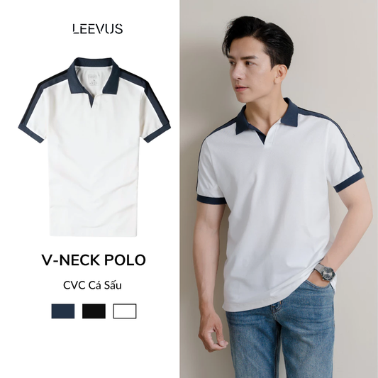 Áo Thun Polo V-NECK CVC LEEVUS Phối Bo APL318