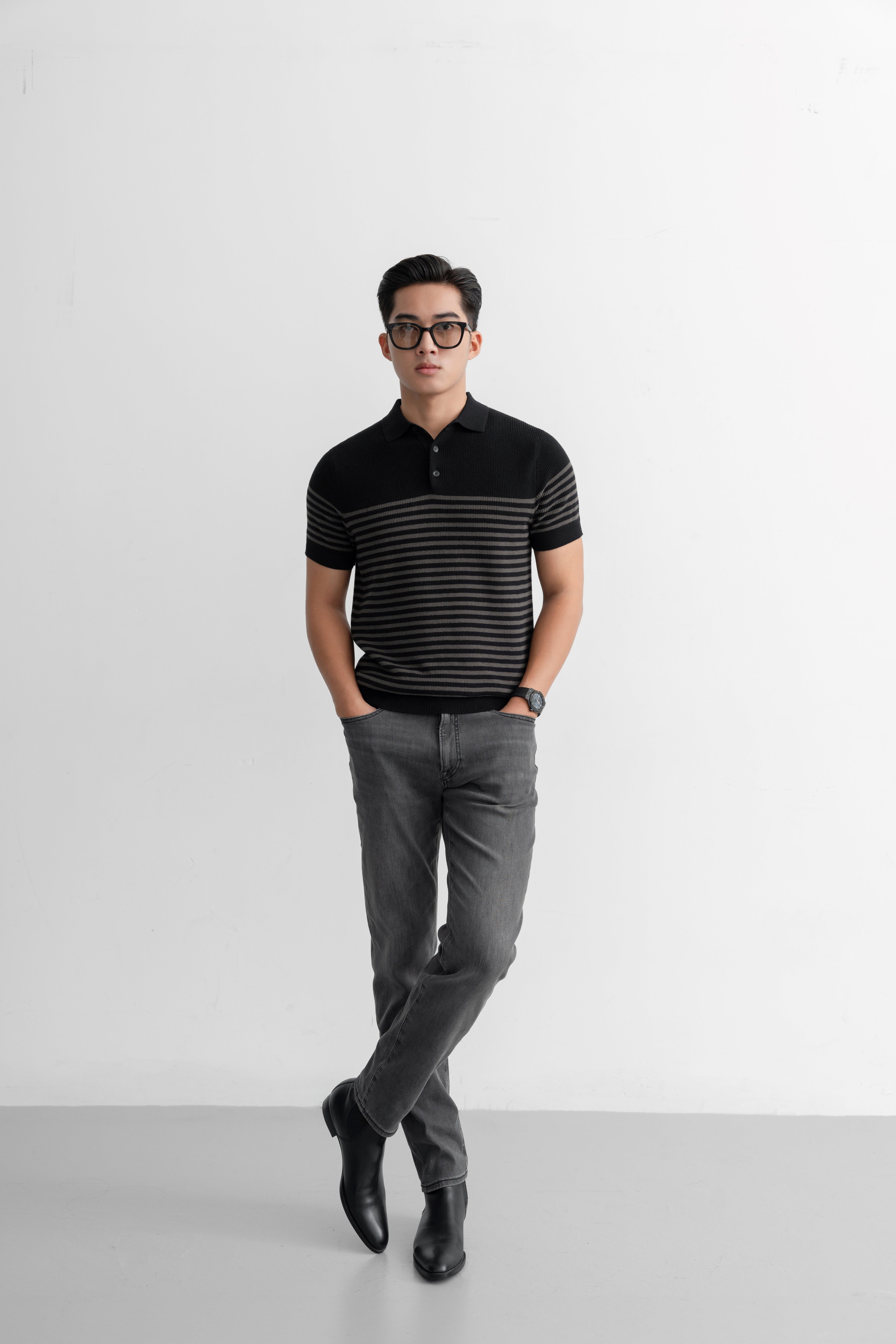 Áo Polo Block Stripes LEN DỆT KIM LEEVUS APL334