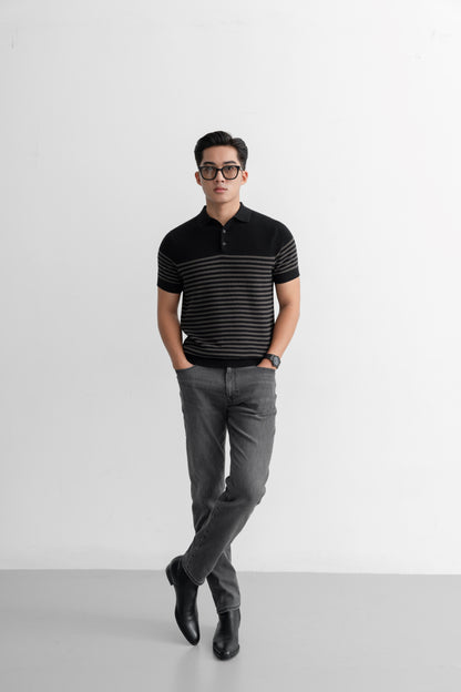 Block Stripes  - Polo nam LEN DỆT KIM - LEEVUS APL334