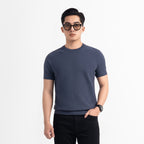 Áo thun cổ tròn dệt kim Diagonal Weave Leevus AT43